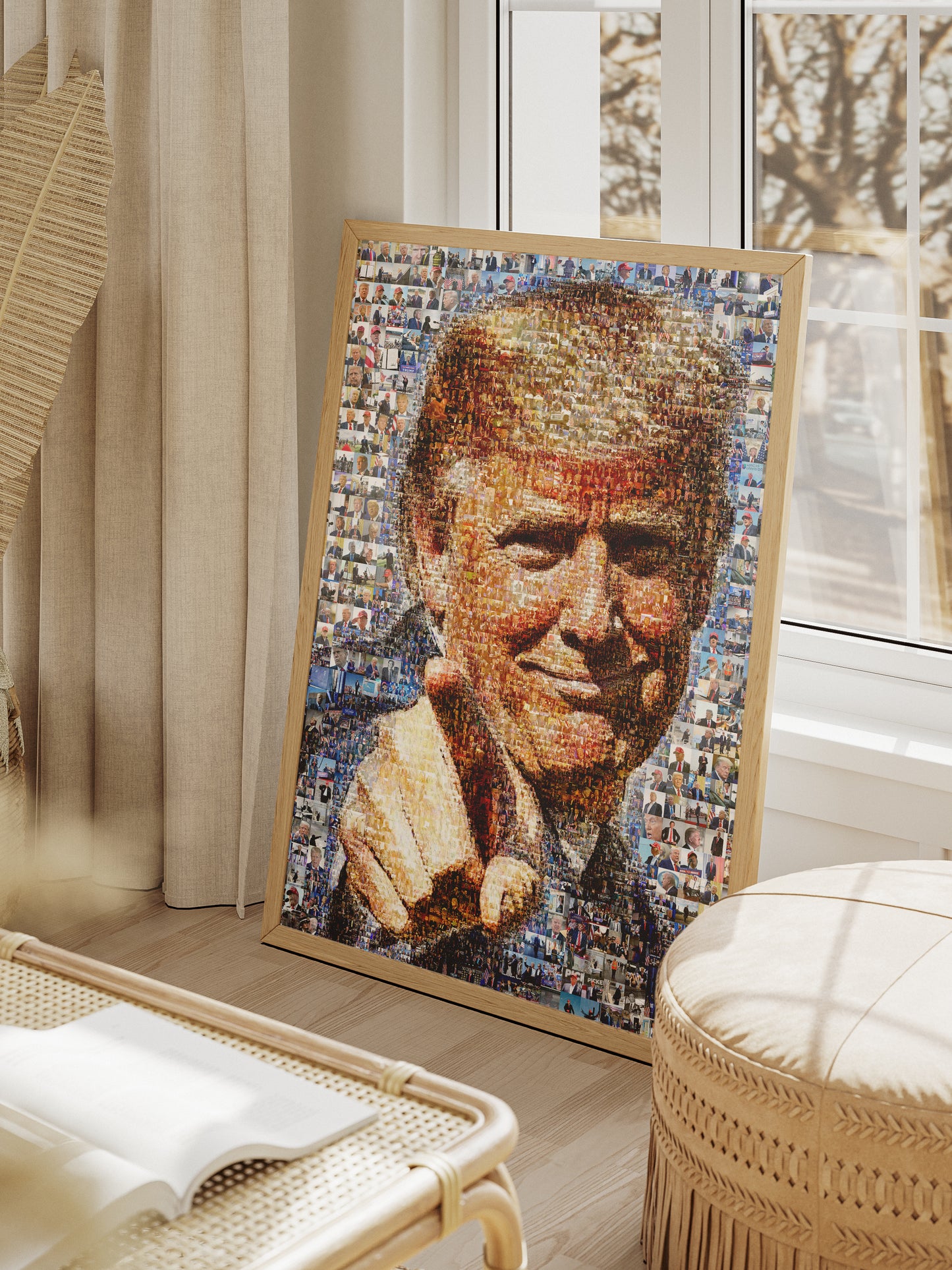 Donald Trump Smiling Portrait – Mosaic Made from Iconic Moments AtelierMosaics