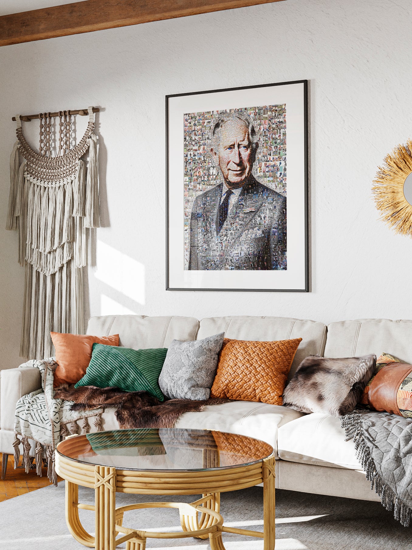 Stunning Mosaic Artwork of King Charles III - Perfect Royal Portrait for Home Decor