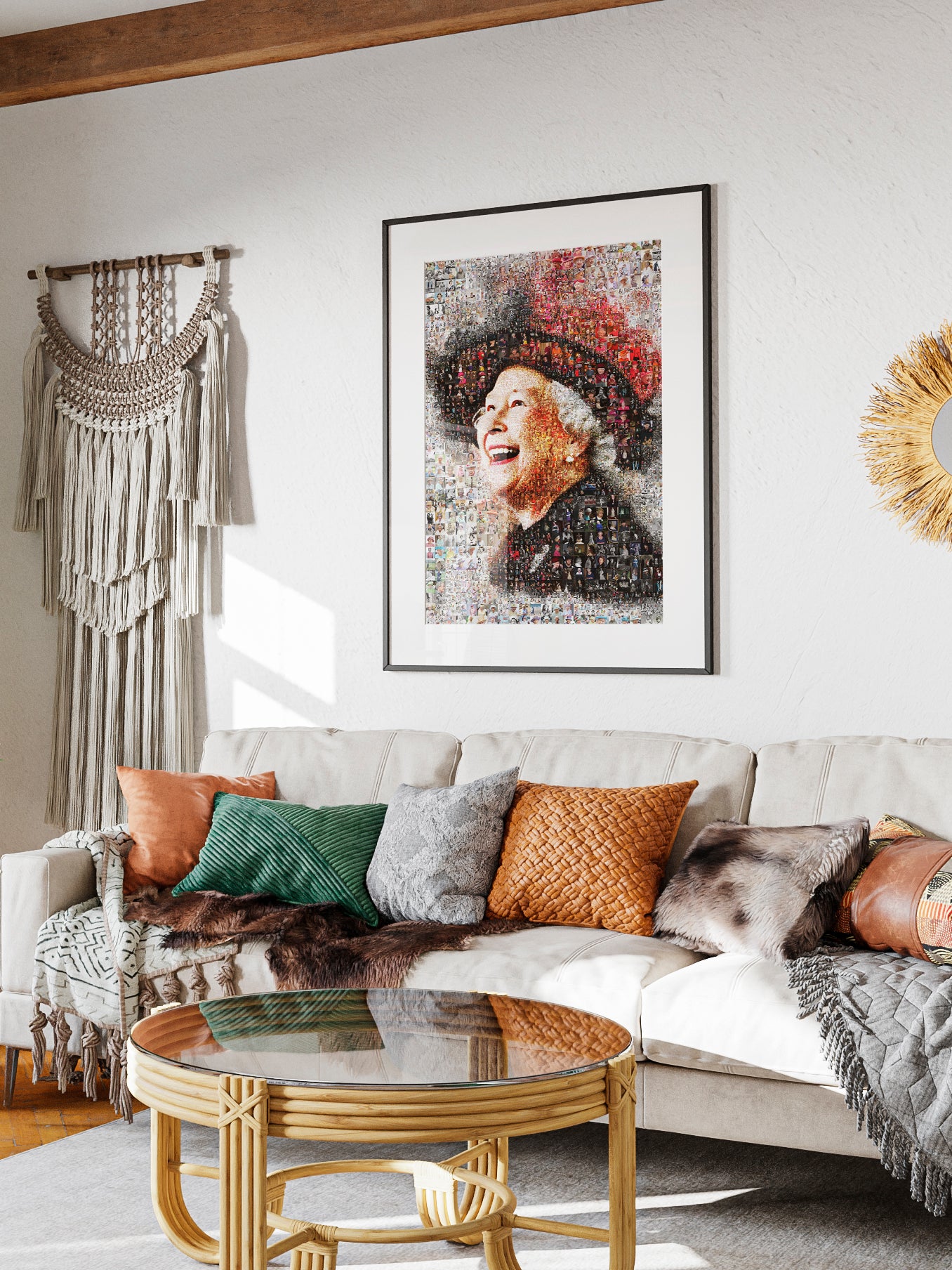 Queen Elizabeth II Mosaic Artwork | Iconic British Portrait | Unique Home Decor