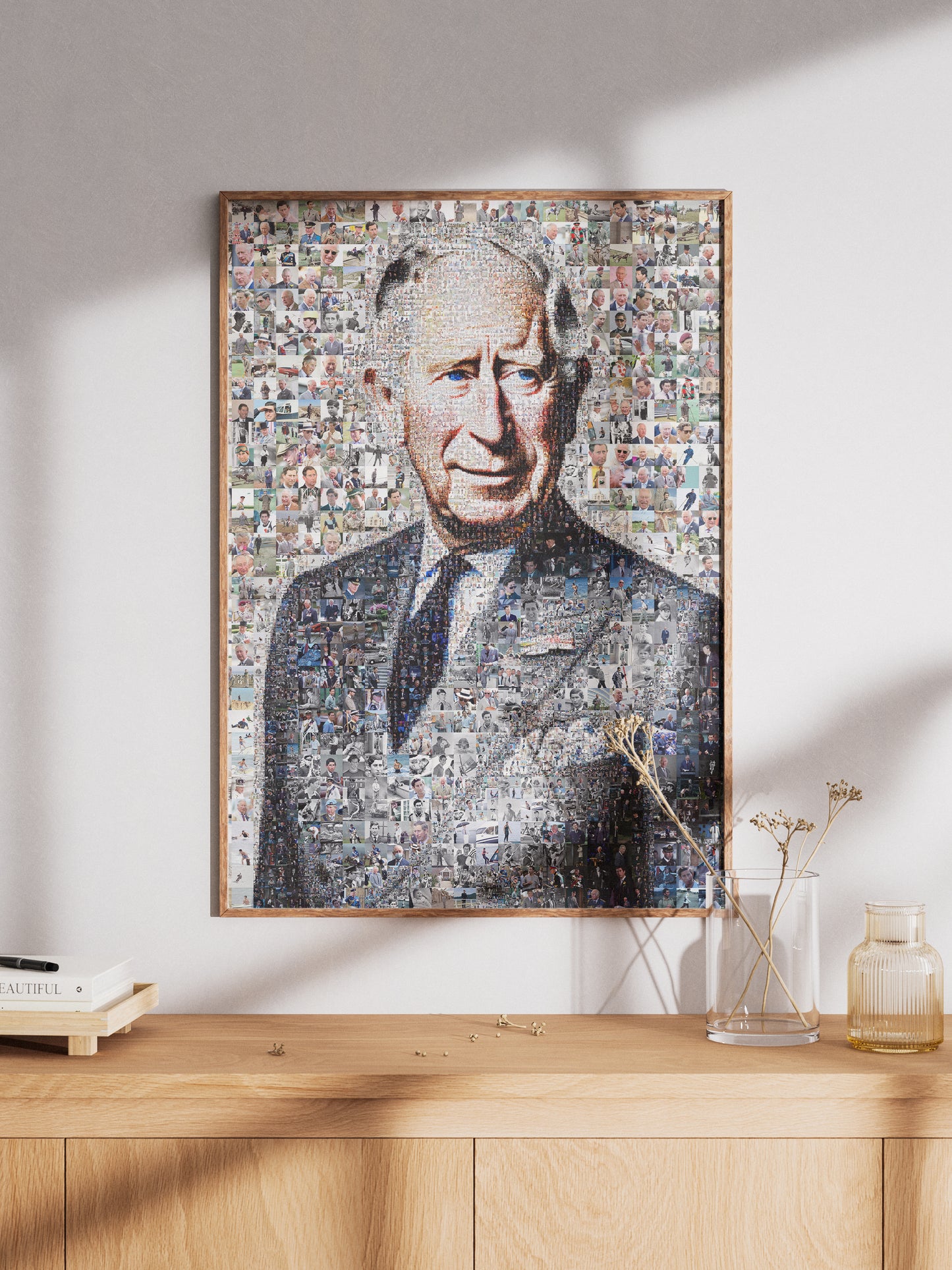 Stunning Mosaic Artwork of King Charles III - Perfect Royal Portrait for Home Decor
