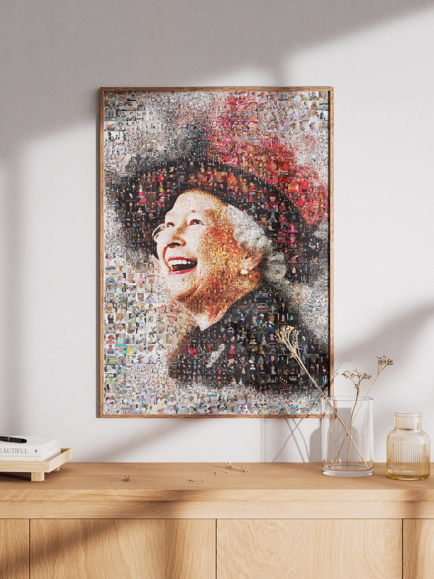 Queen Elizabeth II Mosaic Artwork | Iconic British Portrait | Unique Home Decor