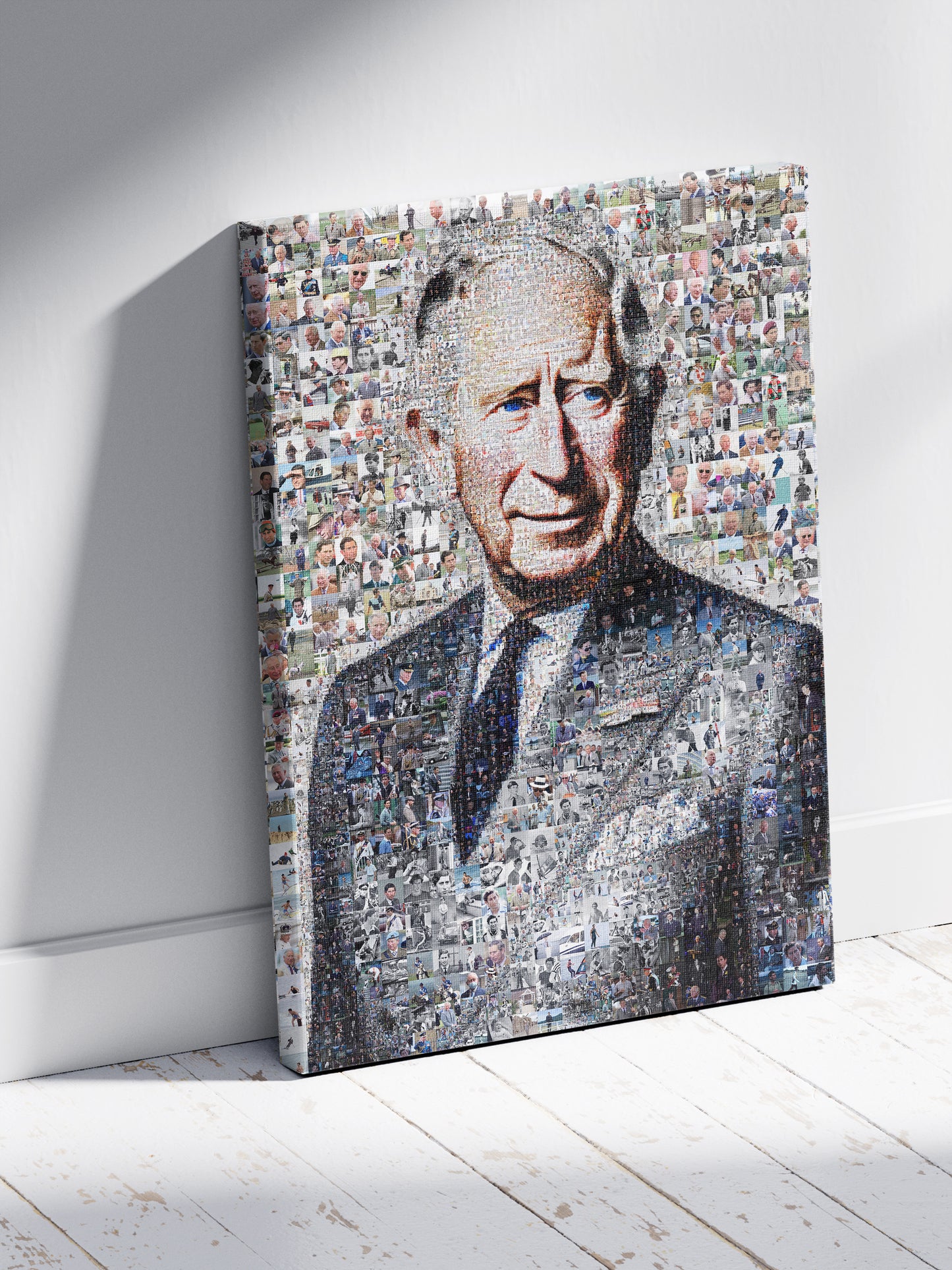 Stunning Mosaic Artwork of King Charles III - Perfect Royal Portrait for Home Decor