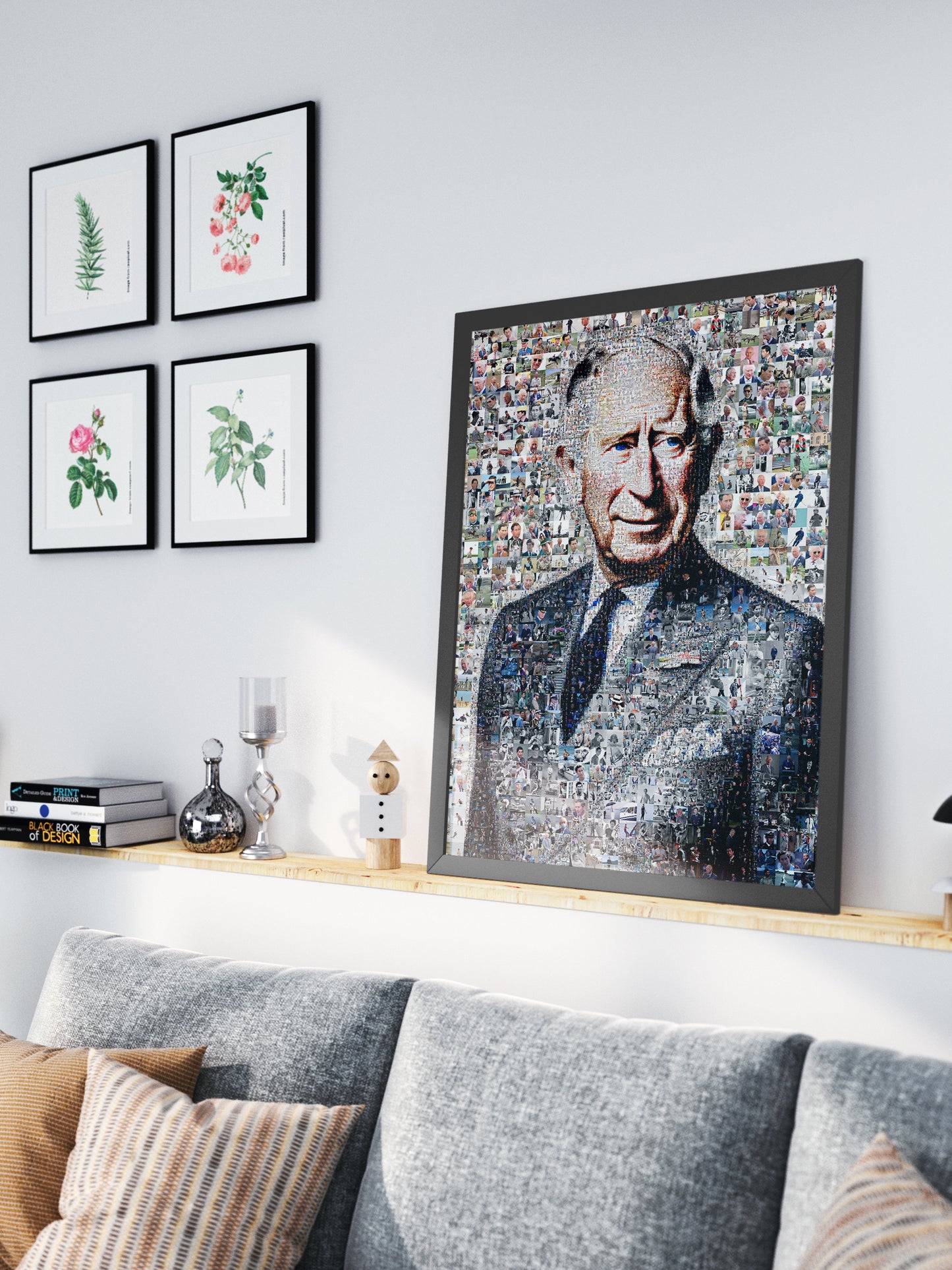 Stunning Mosaic Artwork of King Charles III - Perfect Royal Portrait for Home Decor
