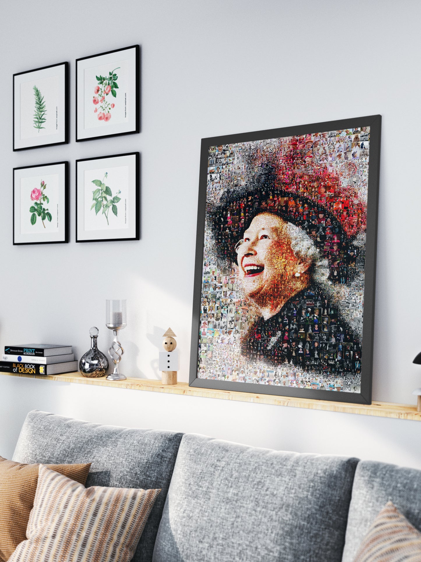 Queen Elizabeth II Mosaic Artwork | Iconic British Portrait | Unique Home Decor