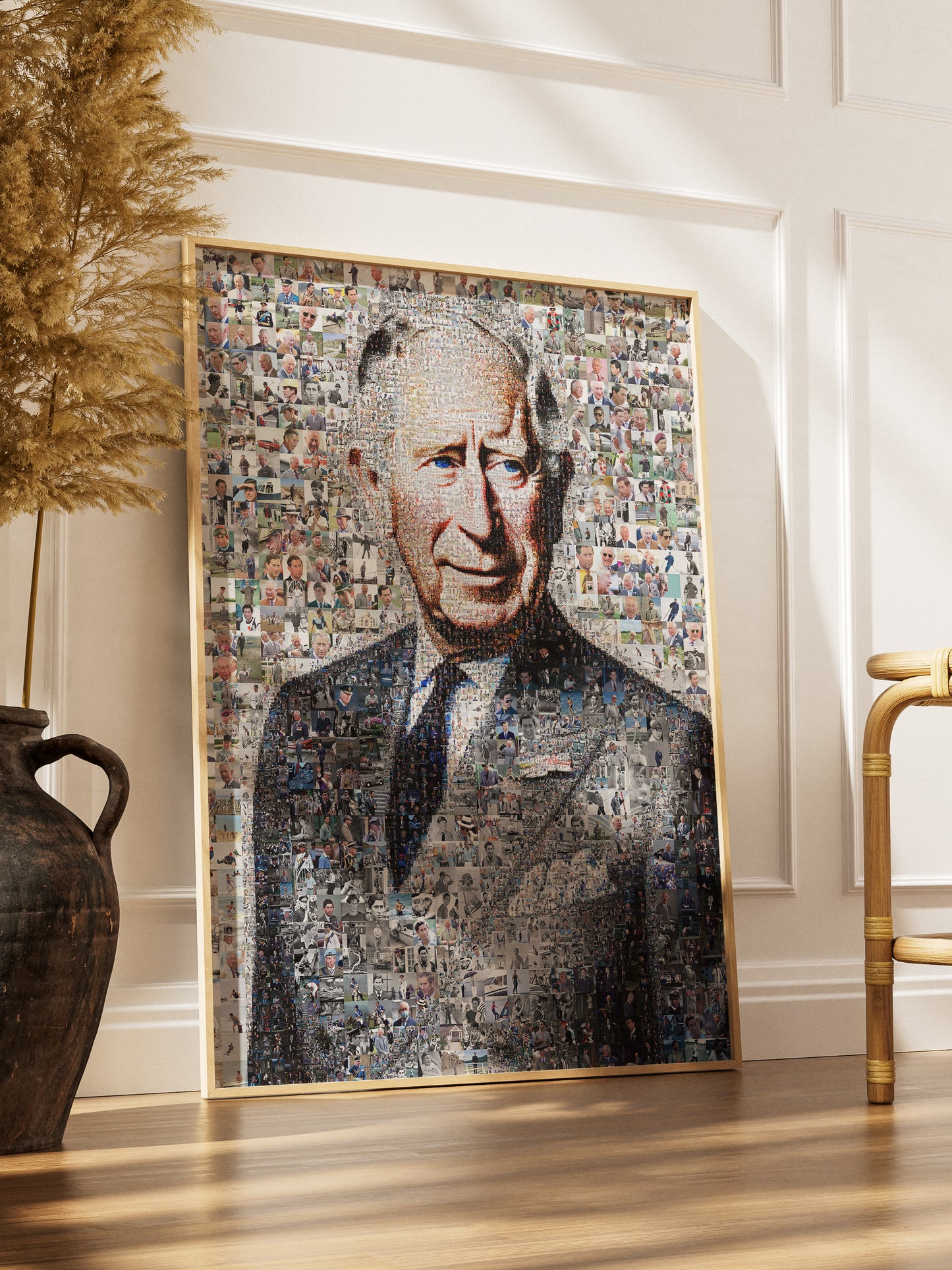 Stunning Mosaic Artwork of King Charles III - Perfect Royal Portrait for Home Decor