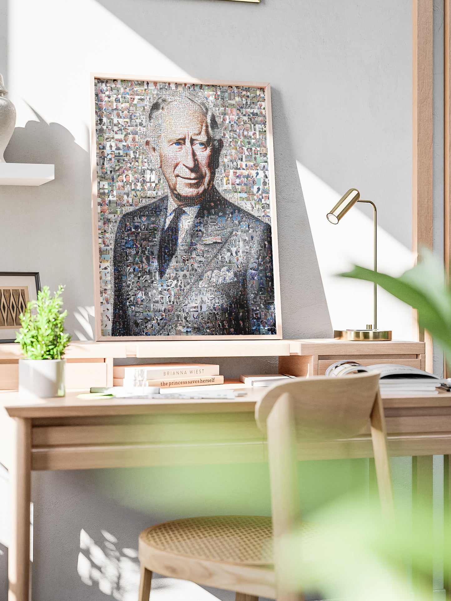 Stunning Mosaic Artwork of King Charles III - Perfect Royal Portrait for Home Decor