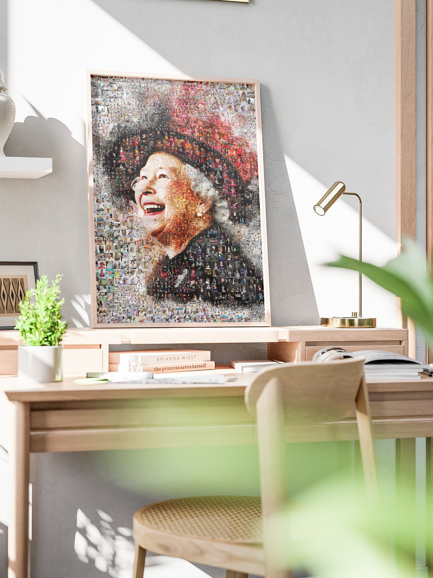 Queen Elizabeth II Mosaic Artwork | Iconic British Portrait | Unique Home Decor