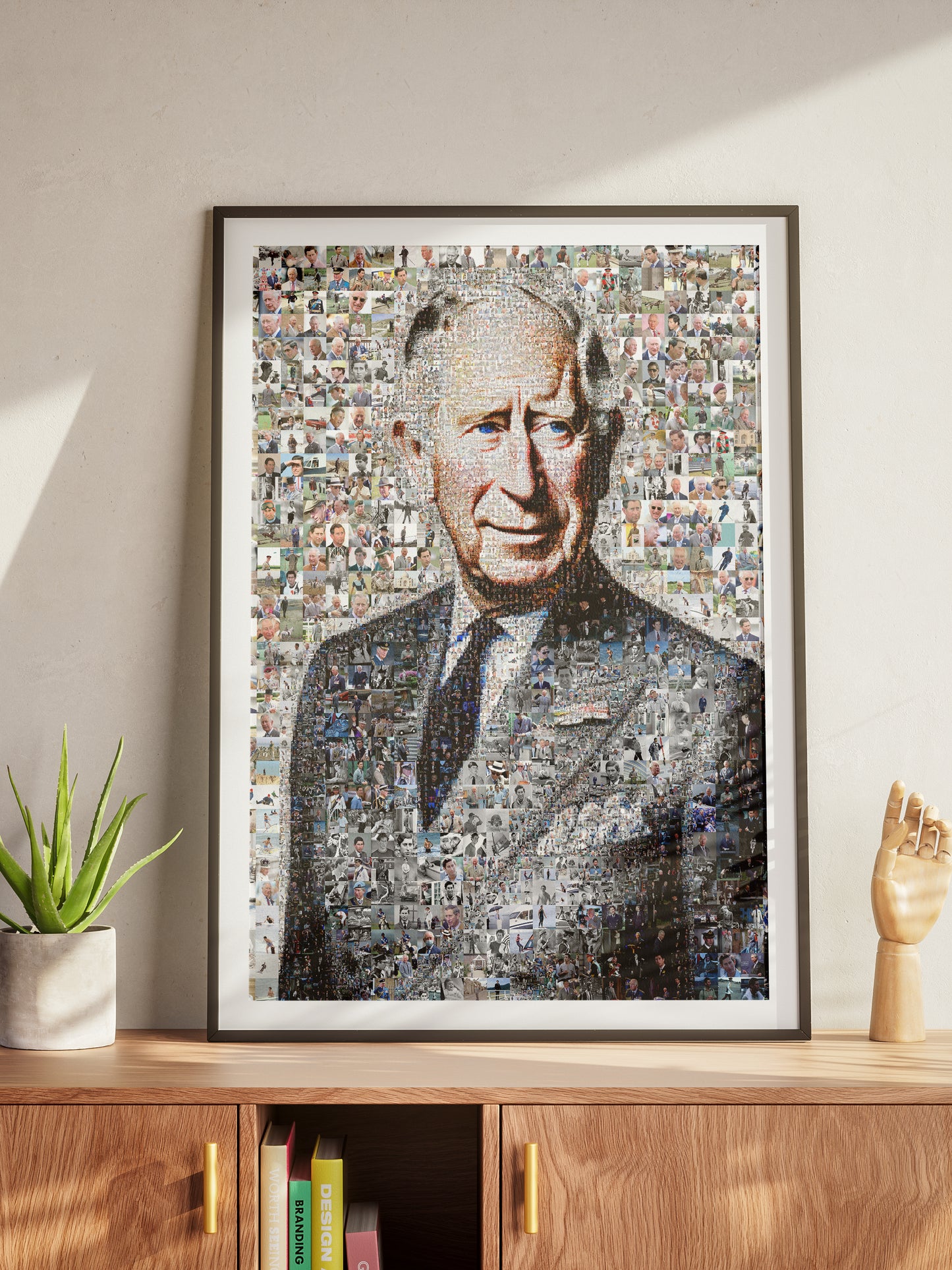 Stunning Mosaic Artwork of King Charles III - Perfect Royal Portrait for Home Decor