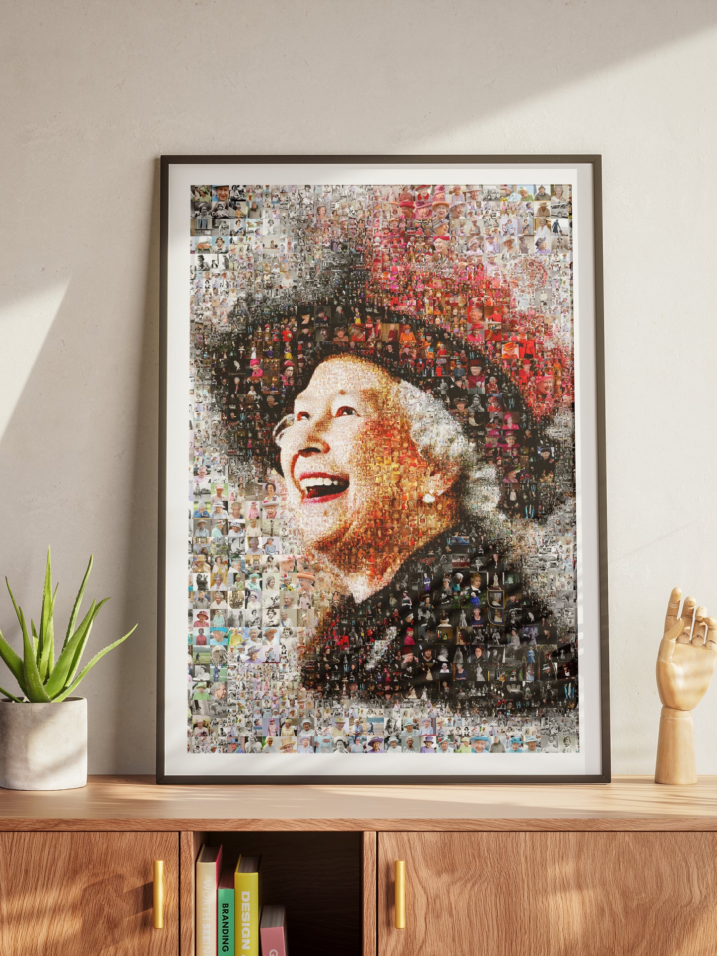 Queen Elizabeth II Mosaic Artwork | Iconic British Portrait | Unique Home Decor