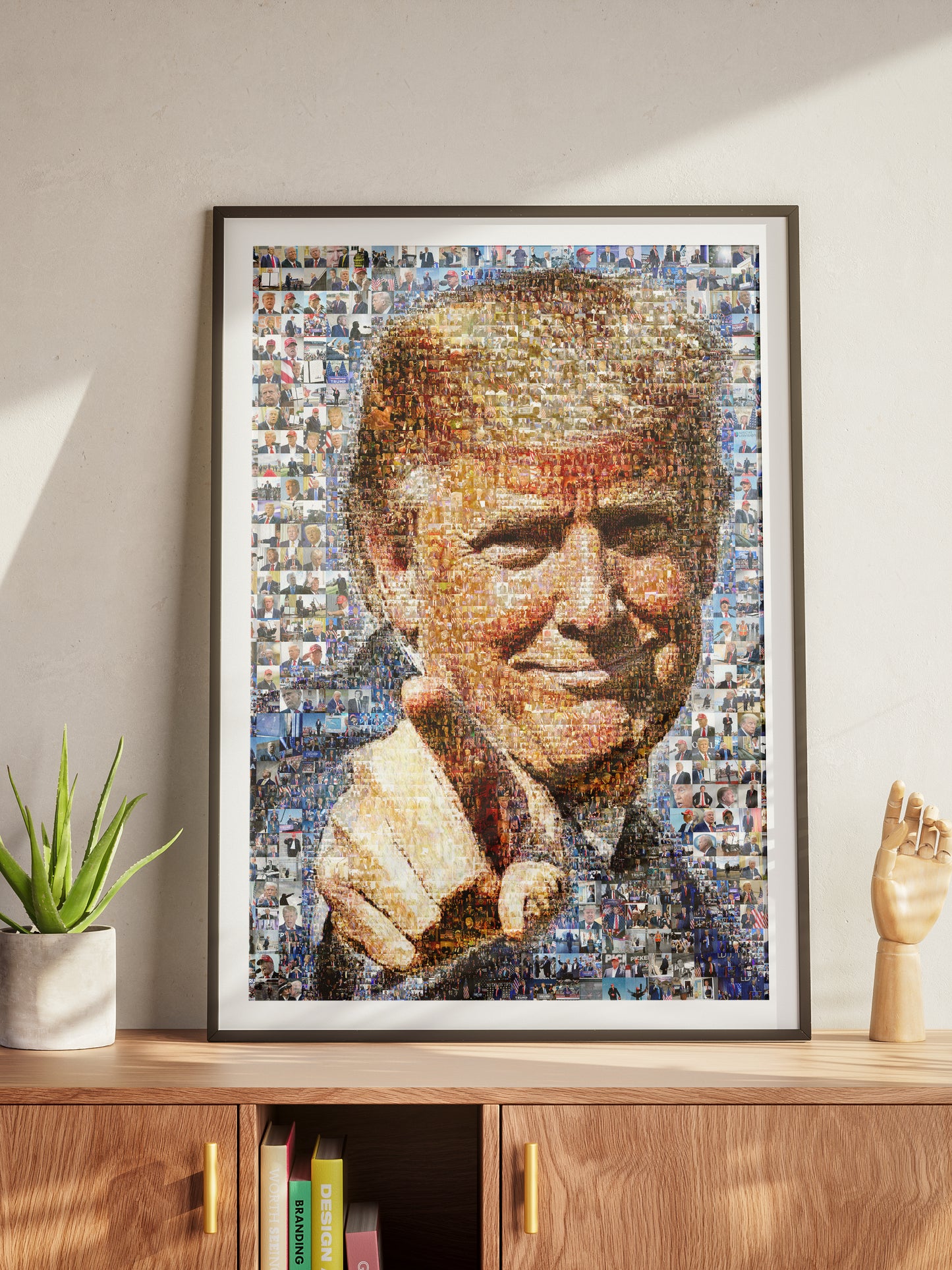 Donald Trump Smiling Portrait – Mosaic Made from Iconic Moments AtelierMosaics