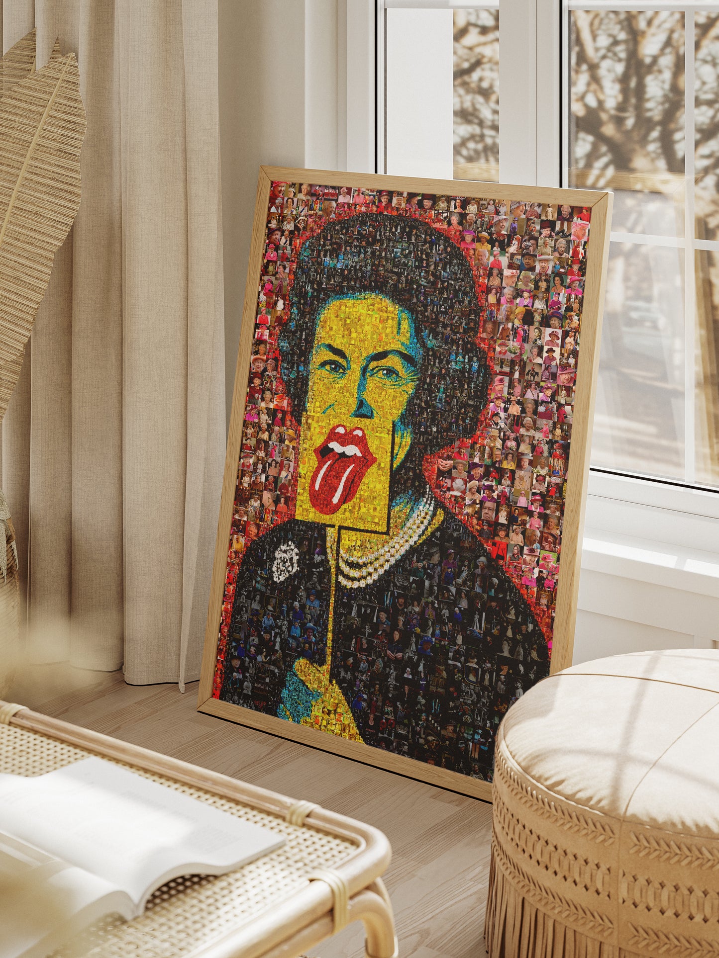 Unique Mosaic Artwork of Elizabeth II - Bold Pop Art Style Queen Portrait