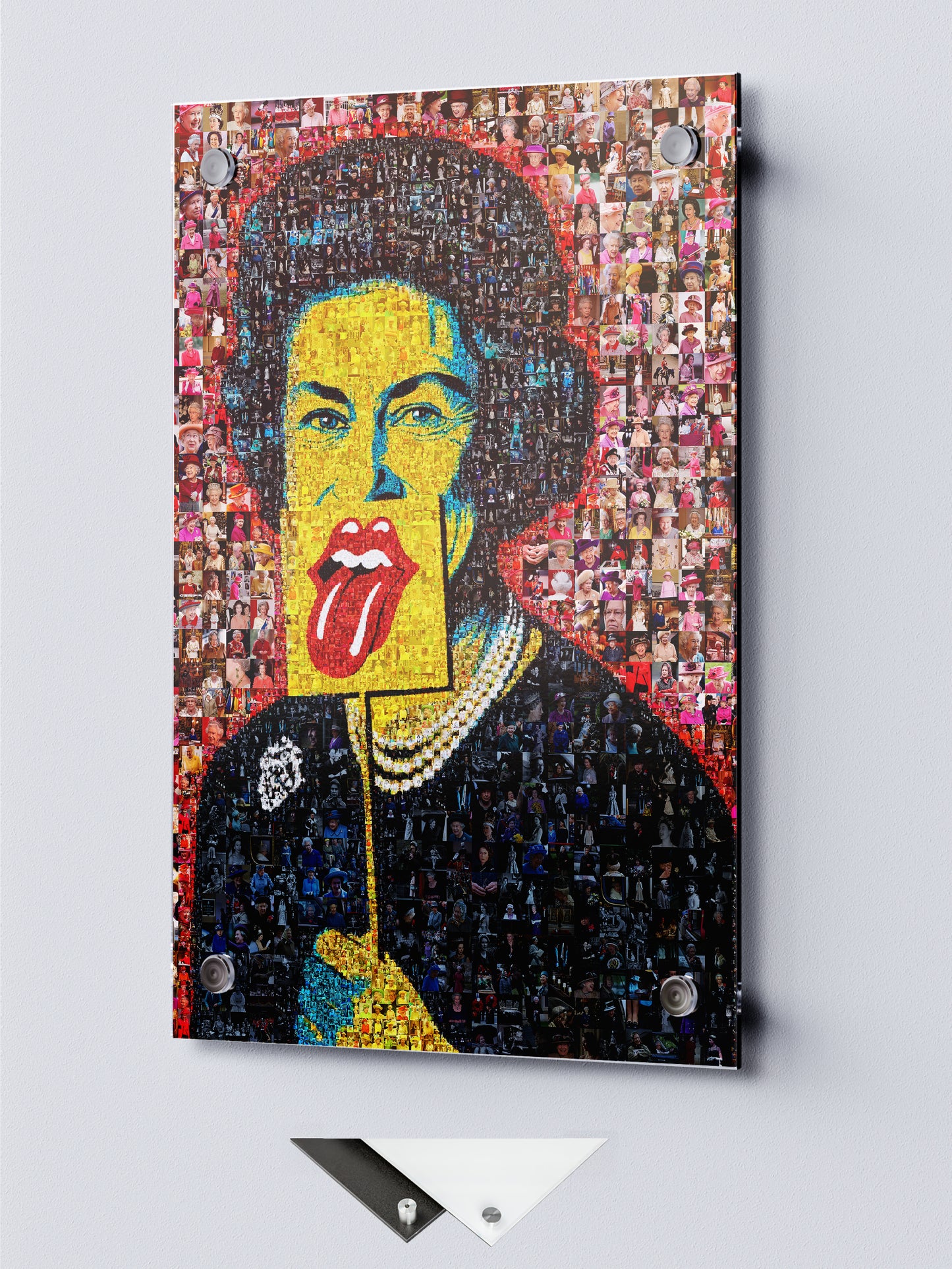 Unique Mosaic Artwork of Elizabeth II - Bold Pop Art Style Queen Portrait