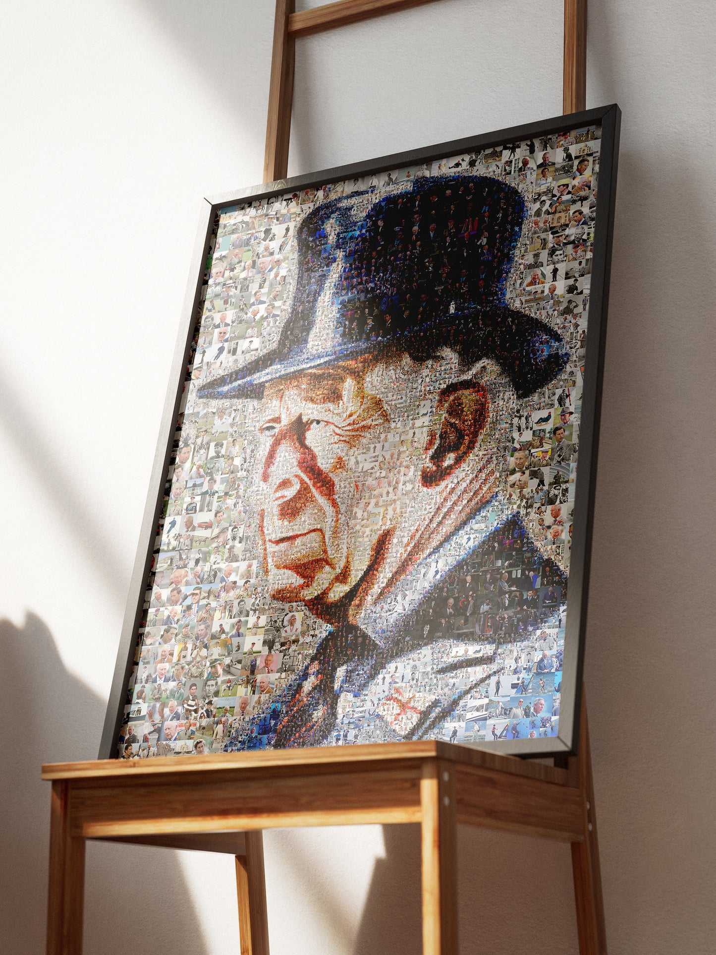 Stunning Mosaic Portrait of King Charles III - Unique Artwork for Collectors and Royal Enthusiasts