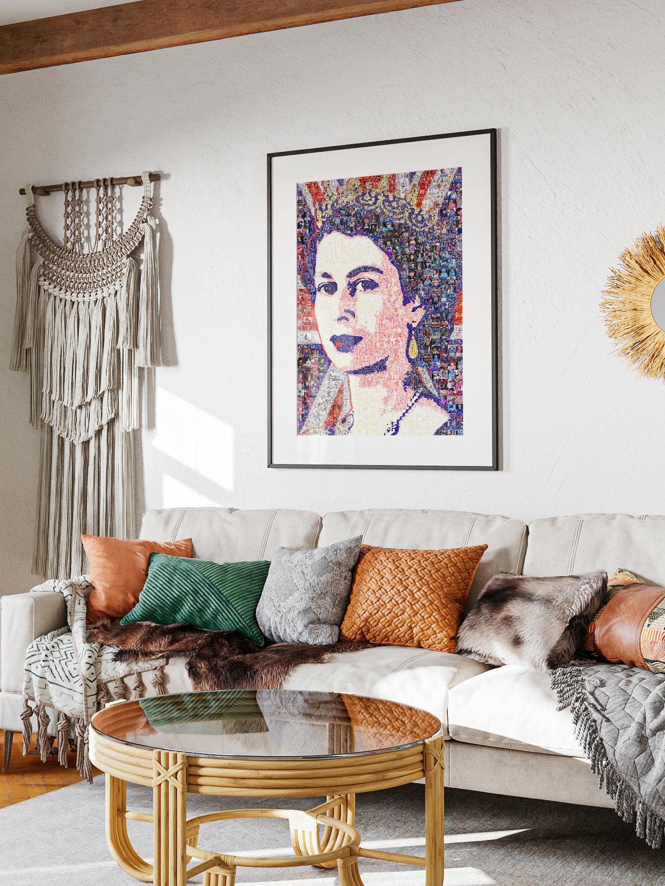 Stunning Mosaic Artwork of Queen Elizabeth II - Unique Home Decor for Royalty Lovers