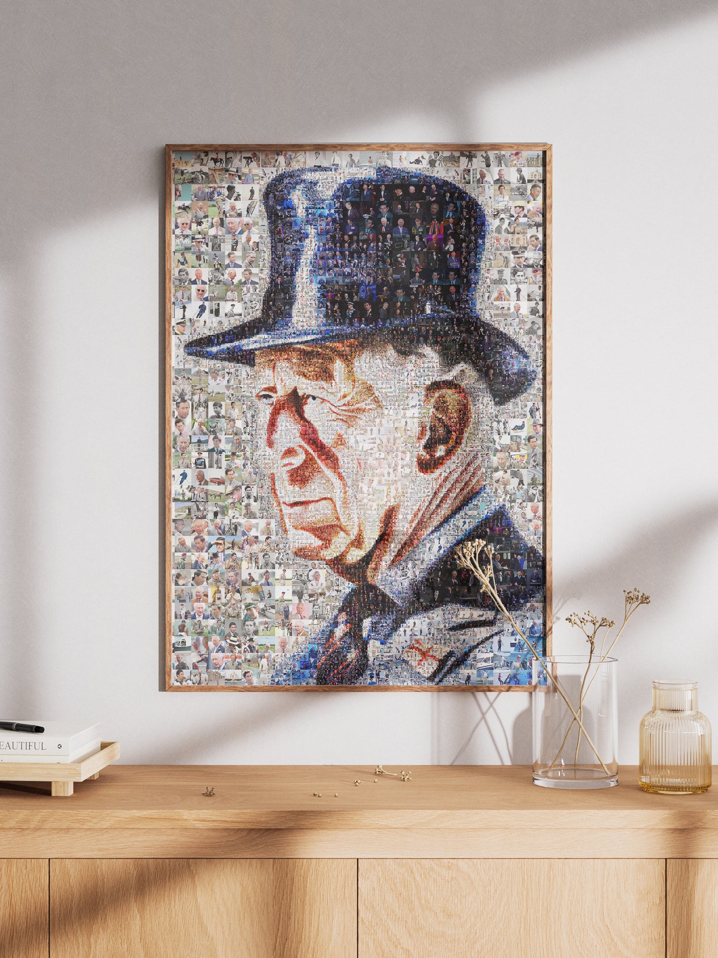 Stunning Mosaic Portrait of King Charles III - Unique Artwork for Collectors and Royal Enthusiasts
