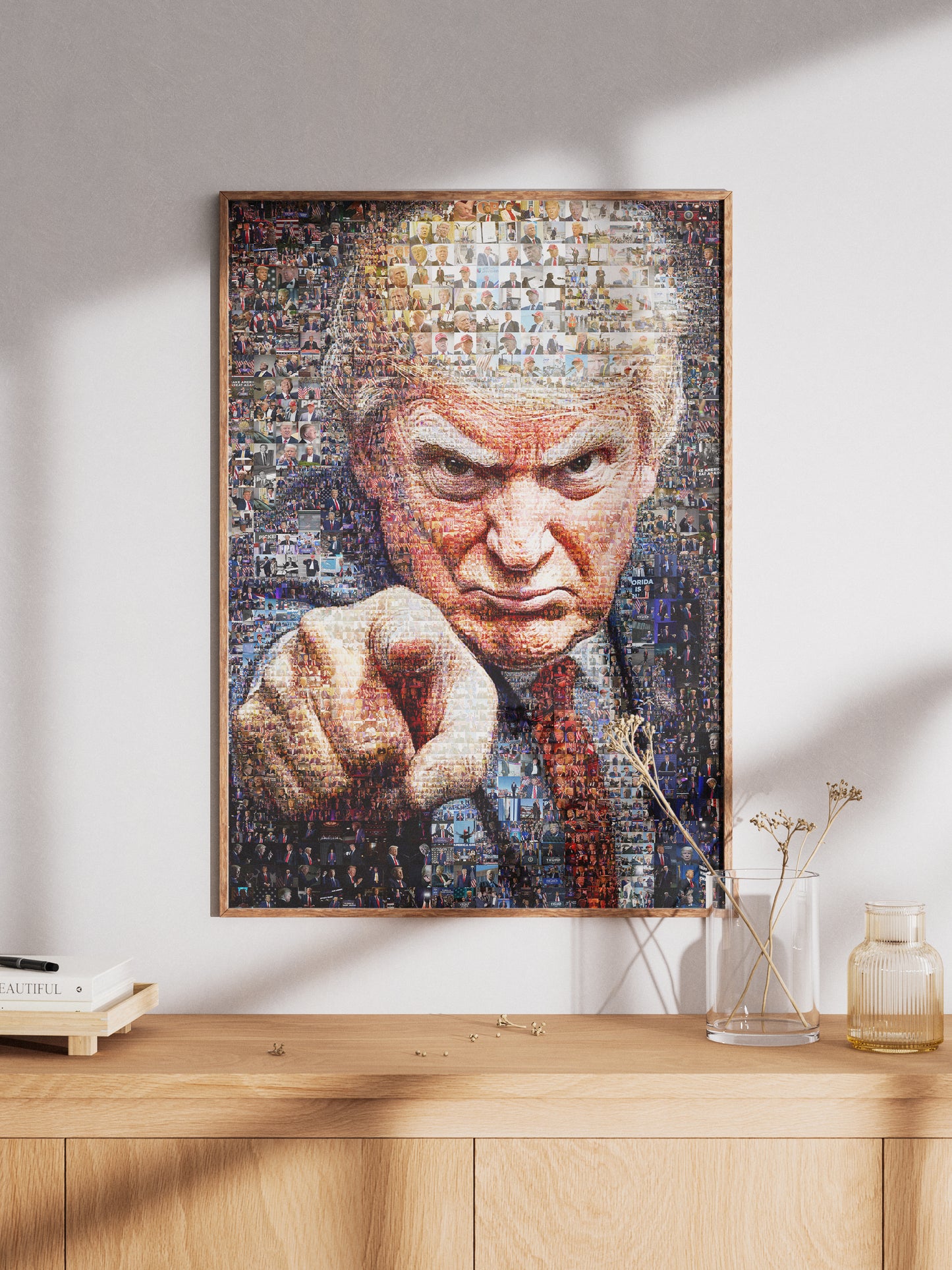 Donald Trump Pointing Portrait – Mosaic of Leadership and Determination AtelierMosaics