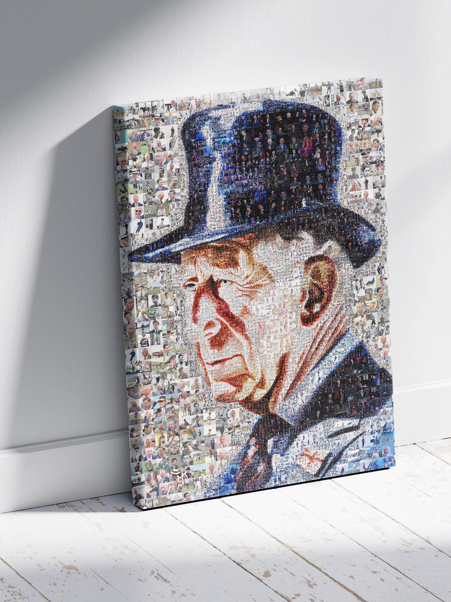 Stunning Mosaic Portrait of King Charles III - Unique Artwork for Collectors and Royal Enthusiasts