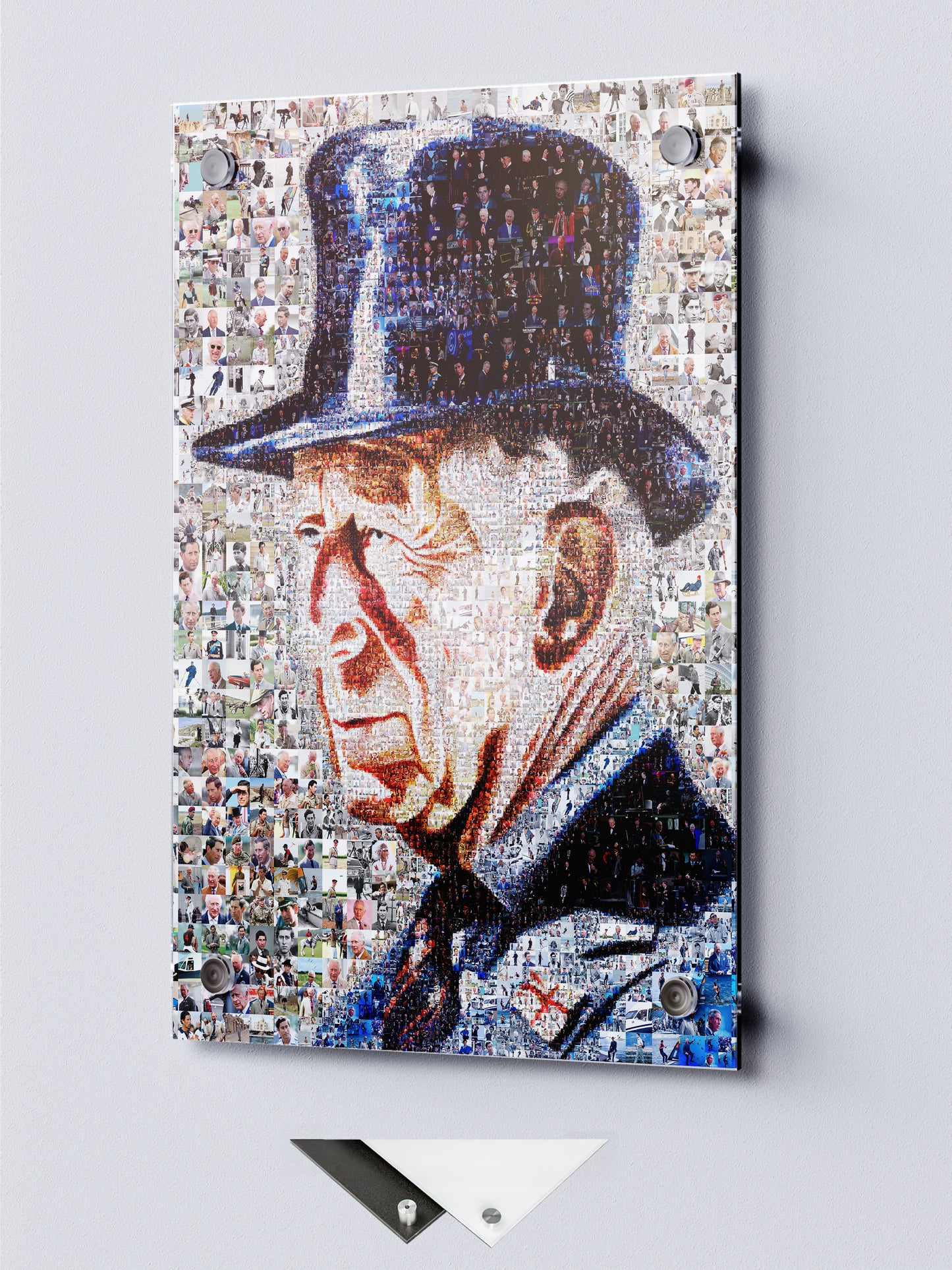 Stunning Mosaic Portrait of King Charles III - Unique Artwork for Collectors and Royal Enthusiasts