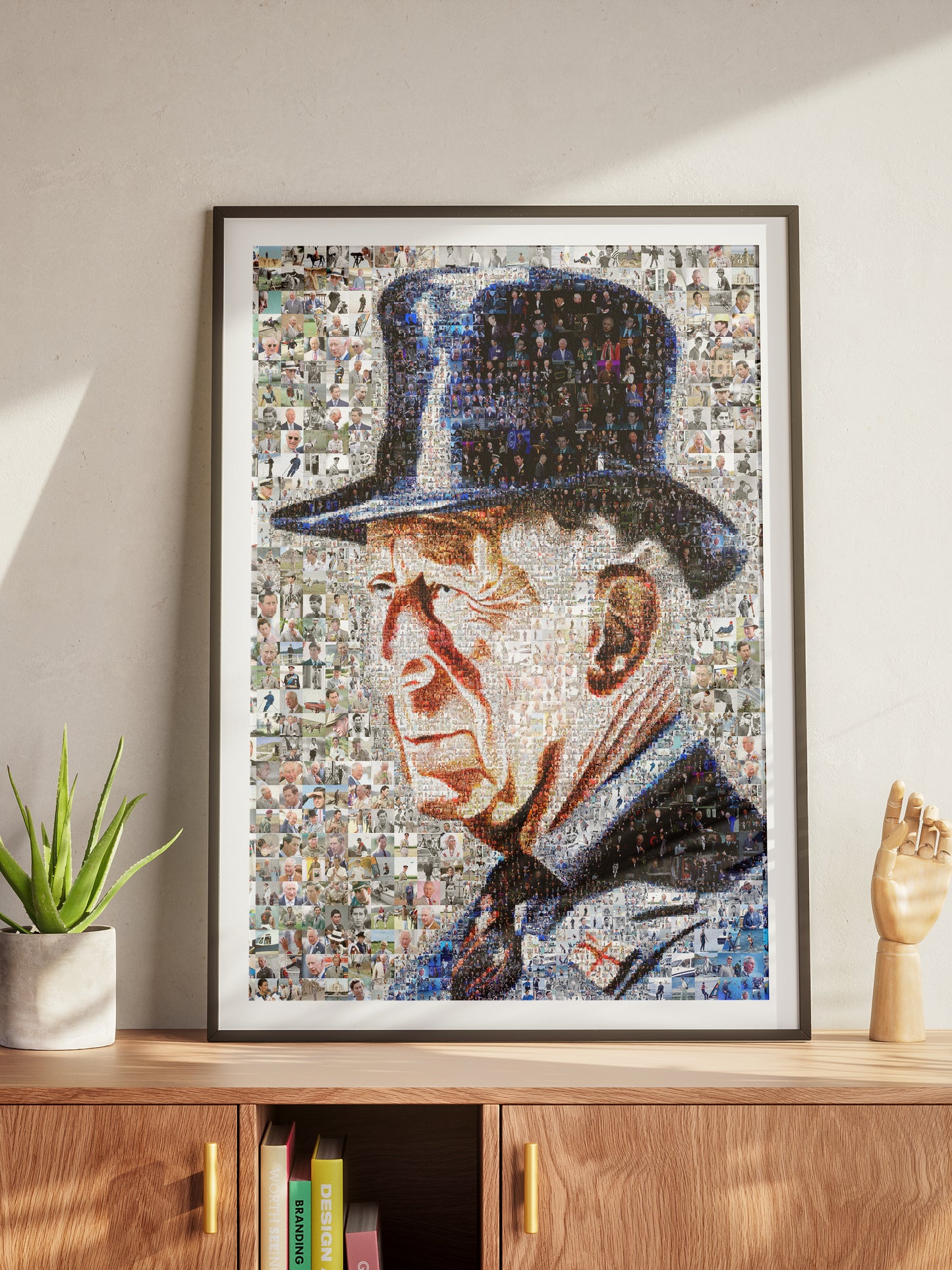 Stunning Mosaic Portrait of King Charles III - Unique Artwork for Collectors and Royal Enthusiasts