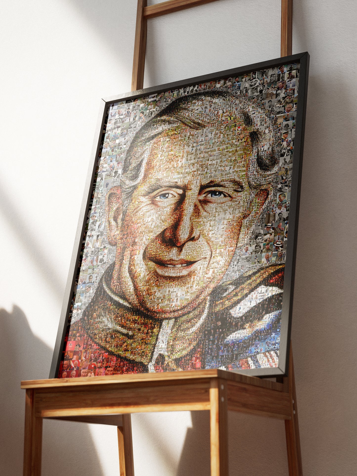 Stunning Mosaic Artwork of King Charles III - Elegant British Royal Portrait