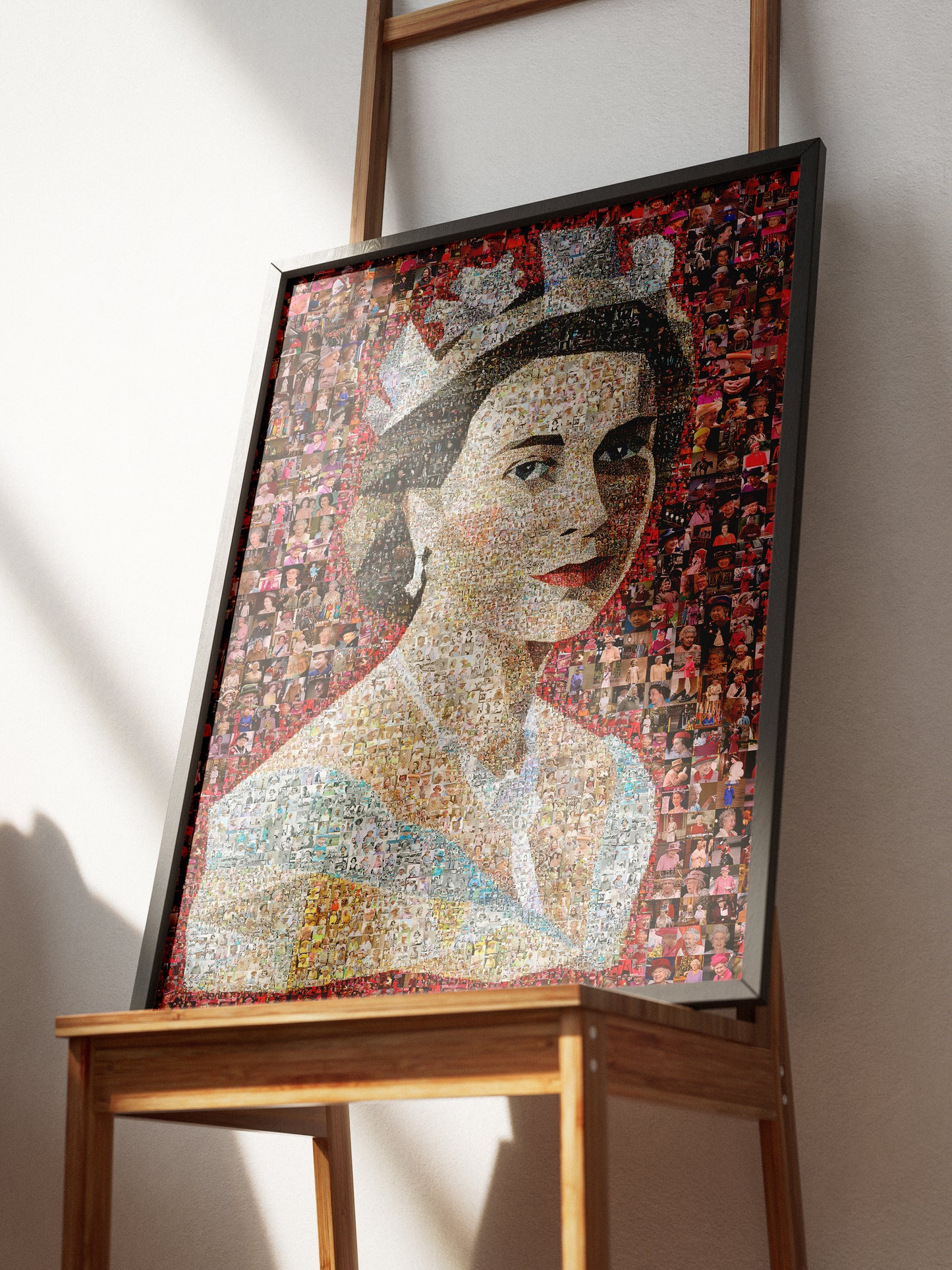 Unique Mosaic Artwork of Queen Elizabeth II with David Bowie Inspired Design - Perfect for Home Decor