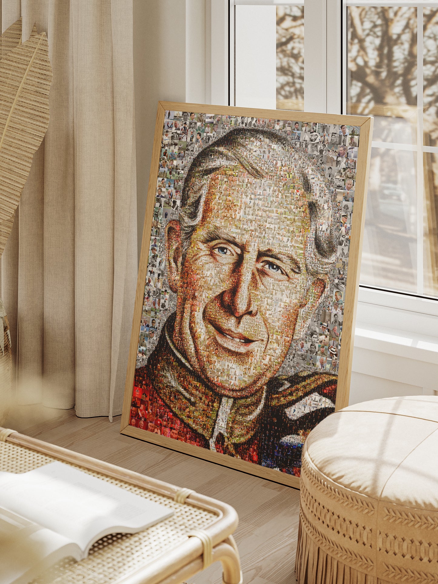 Stunning Mosaic Artwork of King Charles III - Elegant British Royal Portrait