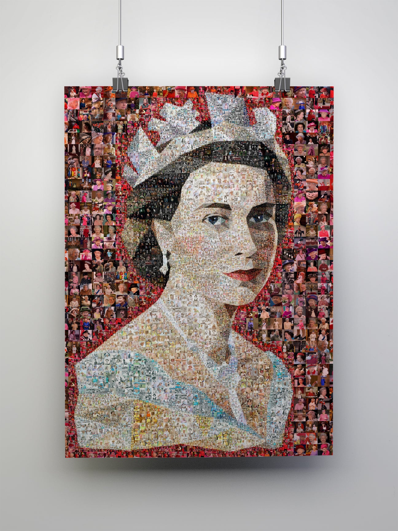 Unique Mosaic Artwork of Queen Elizabeth II with David Bowie Inspired Design - Perfect for Home Decor