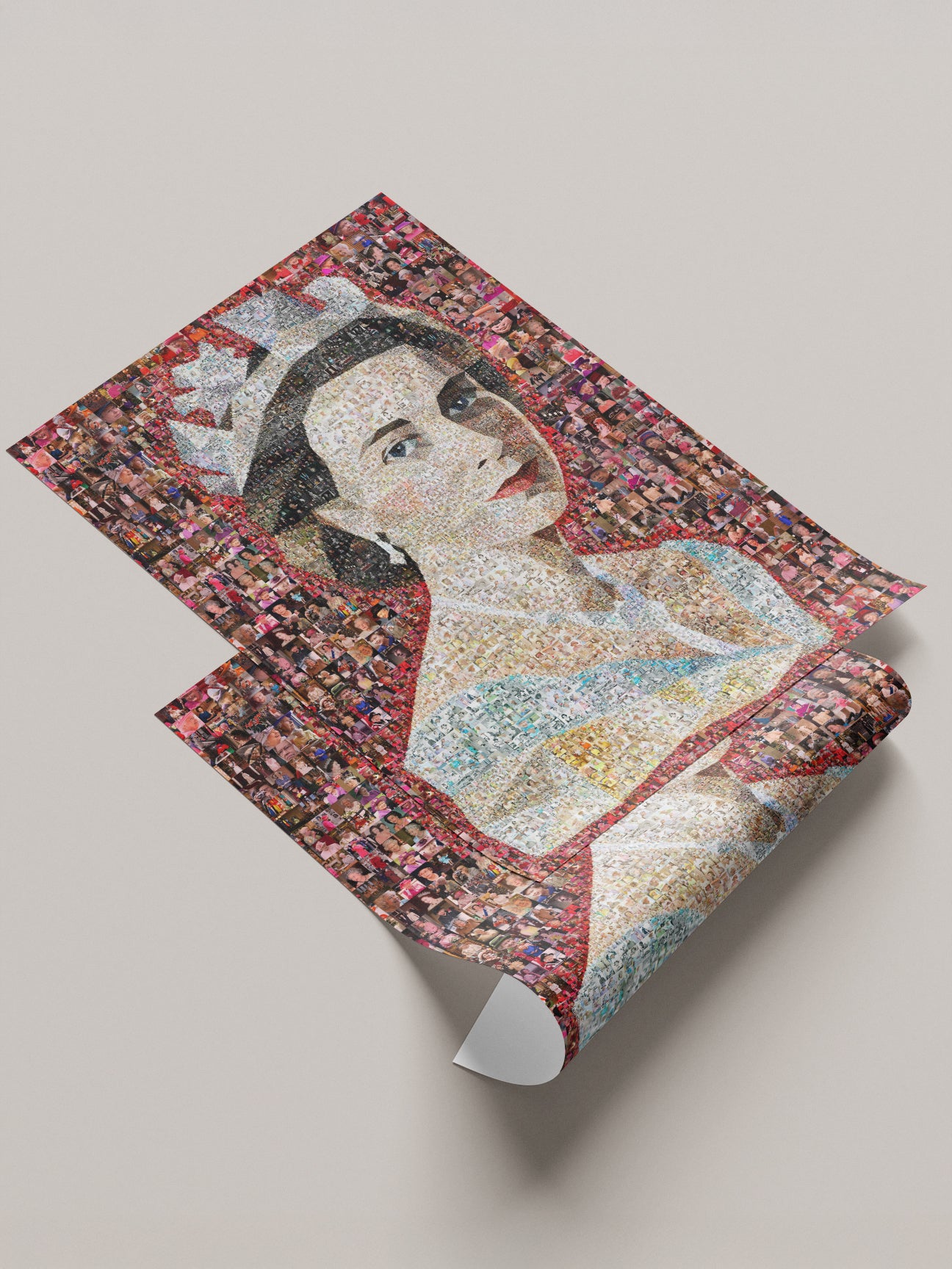 Unique Mosaic Artwork of Queen Elizabeth II with David Bowie Inspired Design - Perfect for Home Decor