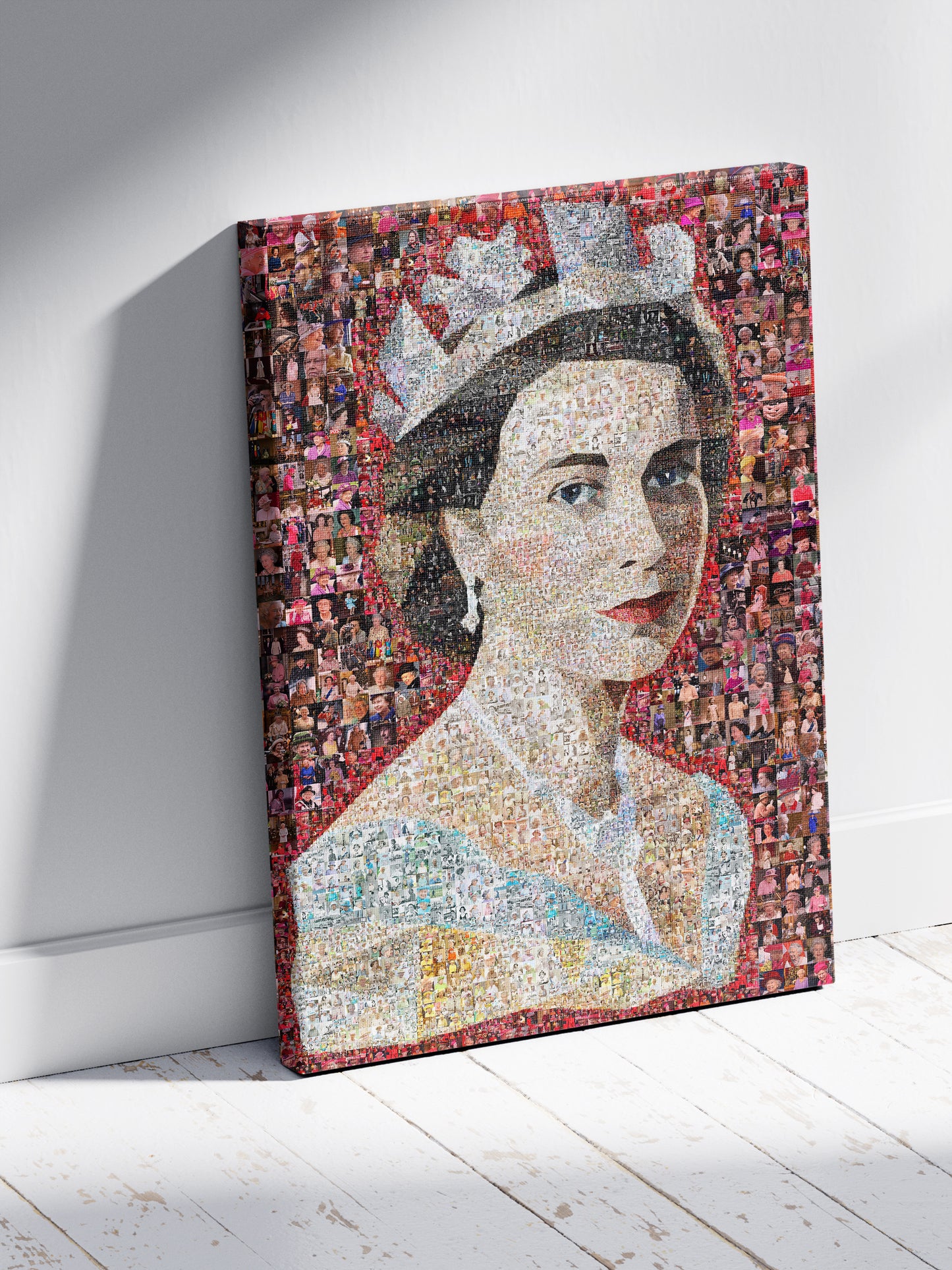 Unique Mosaic Artwork of Queen Elizabeth II with David Bowie Inspired Design - Perfect for Home Decor