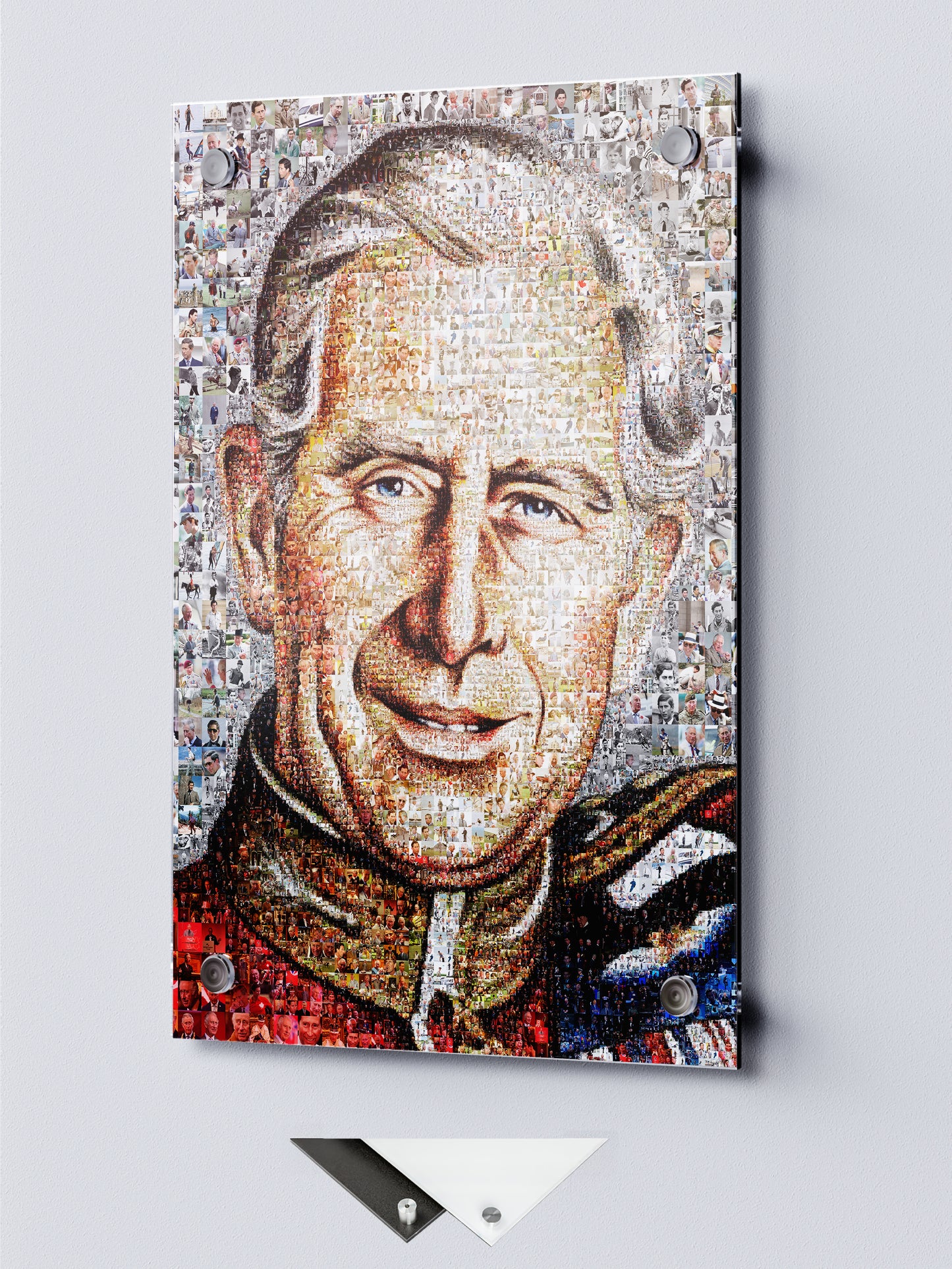 Stunning Mosaic Artwork of King Charles III - Elegant British Royal Portrait
