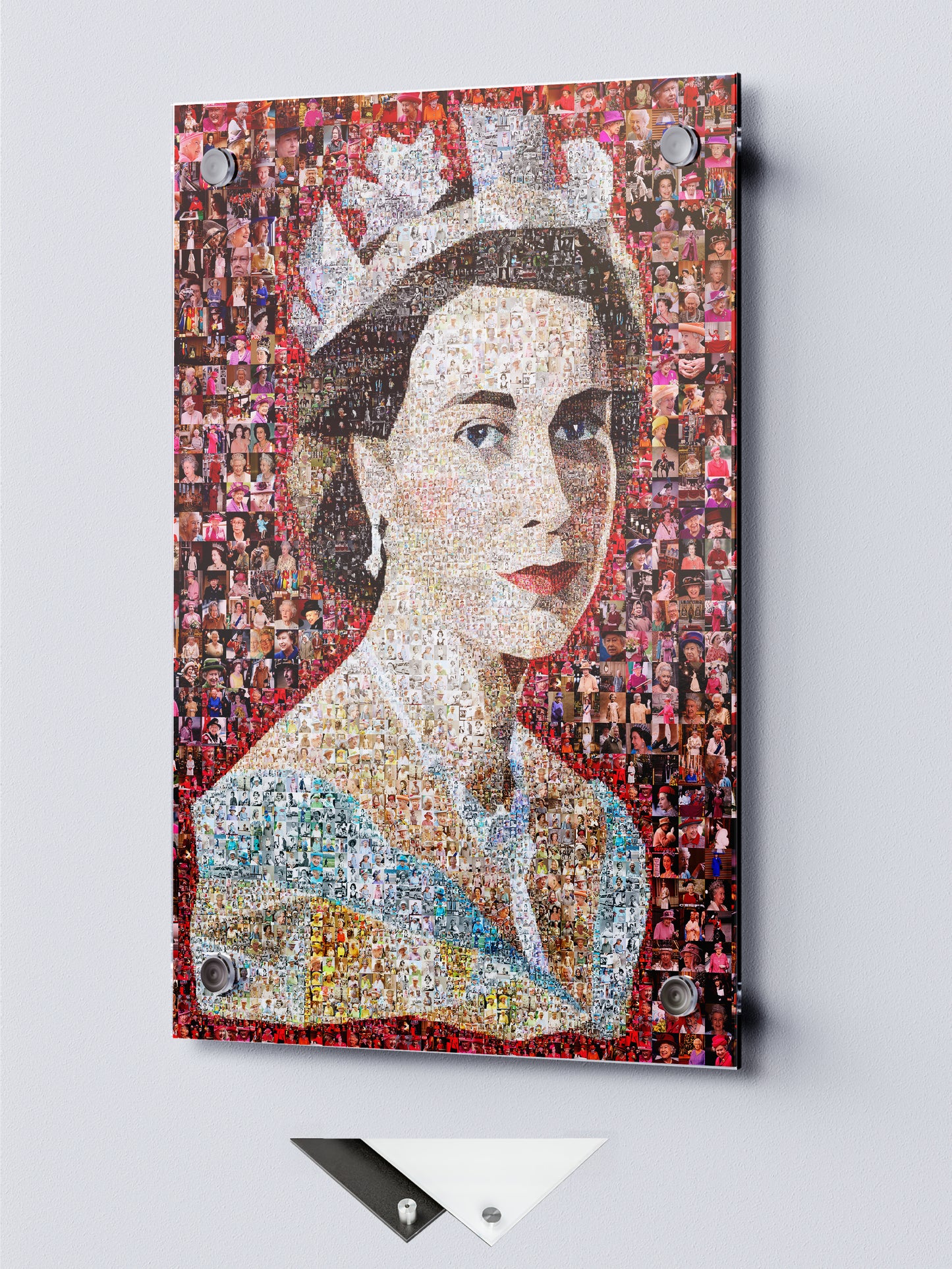 Unique Mosaic Artwork of Queen Elizabeth II with David Bowie Inspired Design - Perfect for Home Decor