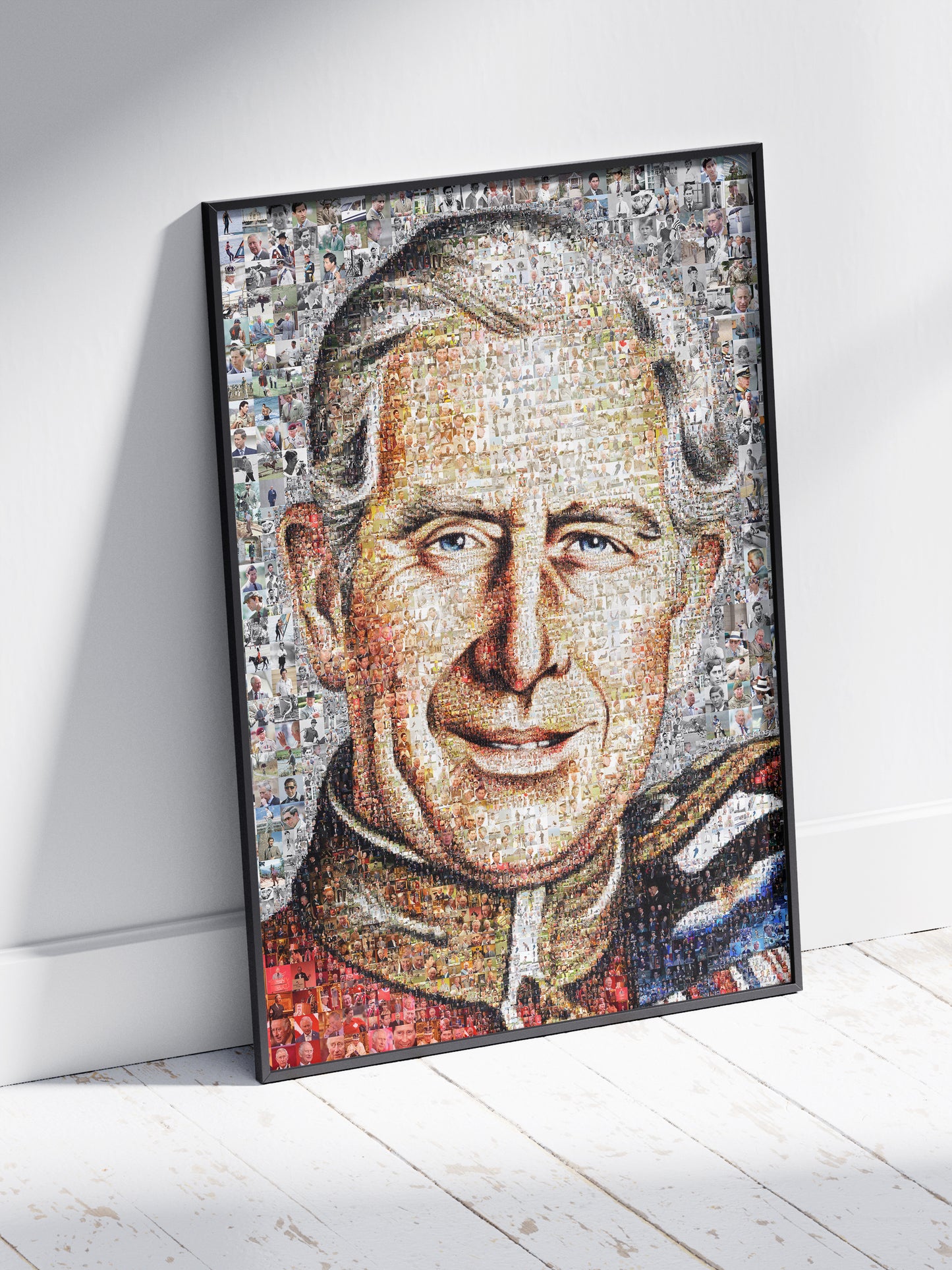 Stunning Mosaic Artwork of King Charles III - Elegant British Royal Portrait