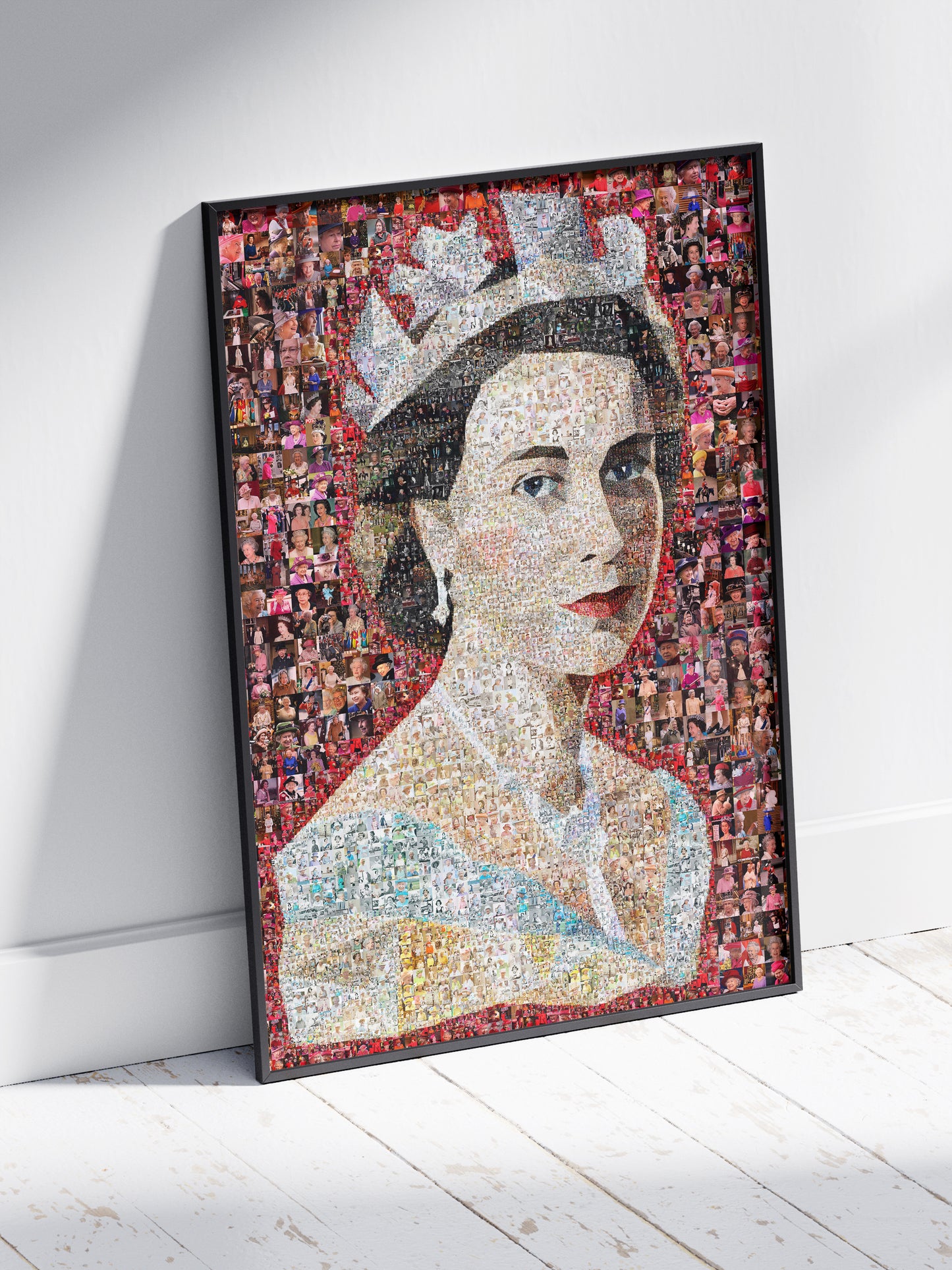 Unique Mosaic Artwork of Queen Elizabeth II with David Bowie Inspired Design - Perfect for Home Decor
