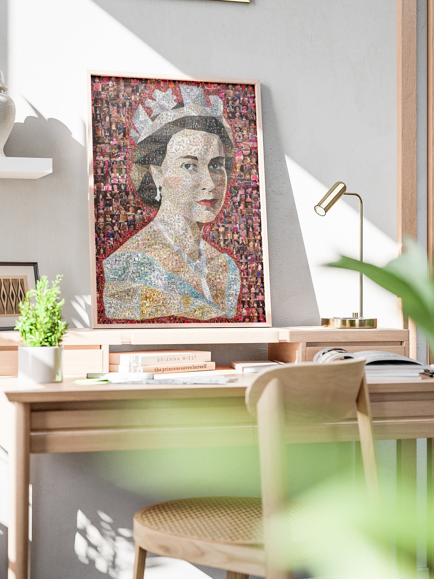 Unique Mosaic Artwork of Queen Elizabeth II with David Bowie Inspired Design - Perfect for Home Decor