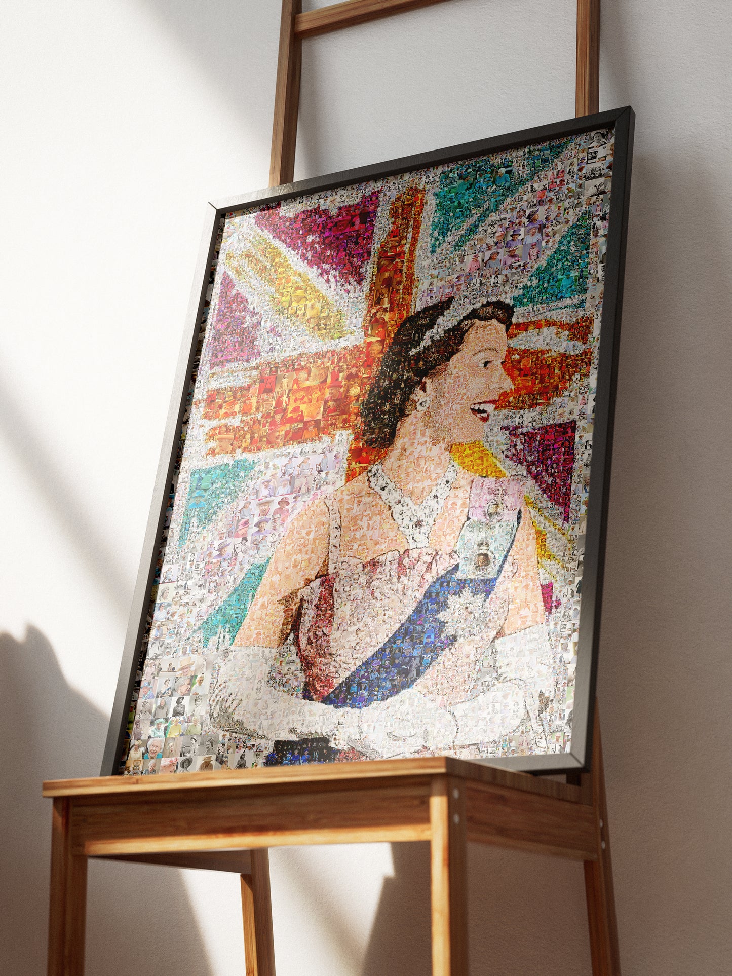 Elegant Mosaic Artwork of Queen Elizabeth II - Tribute to the Iconic Monarch