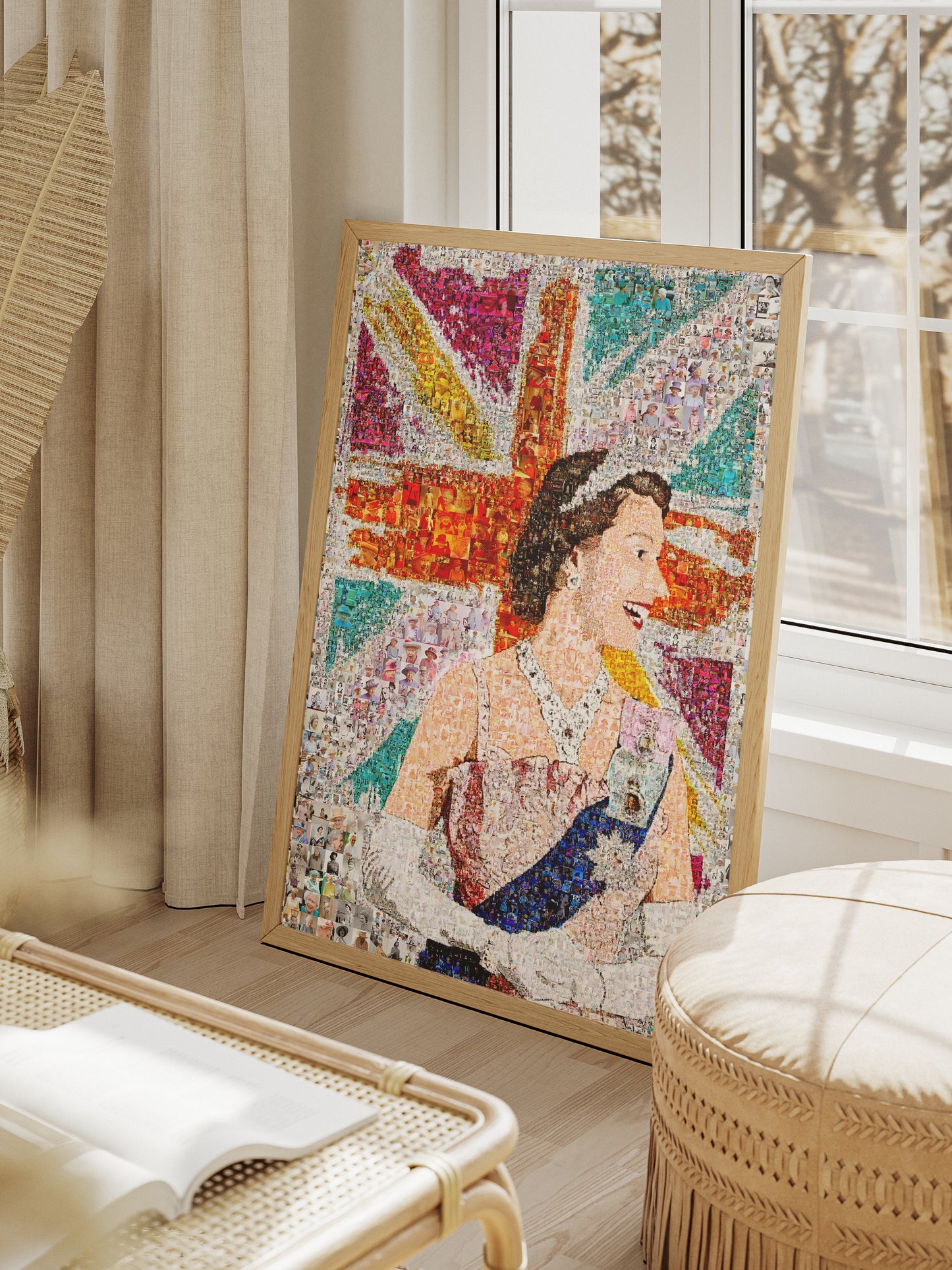Elegant Mosaic Artwork of Queen Elizabeth II - Tribute to the Iconic Monarch