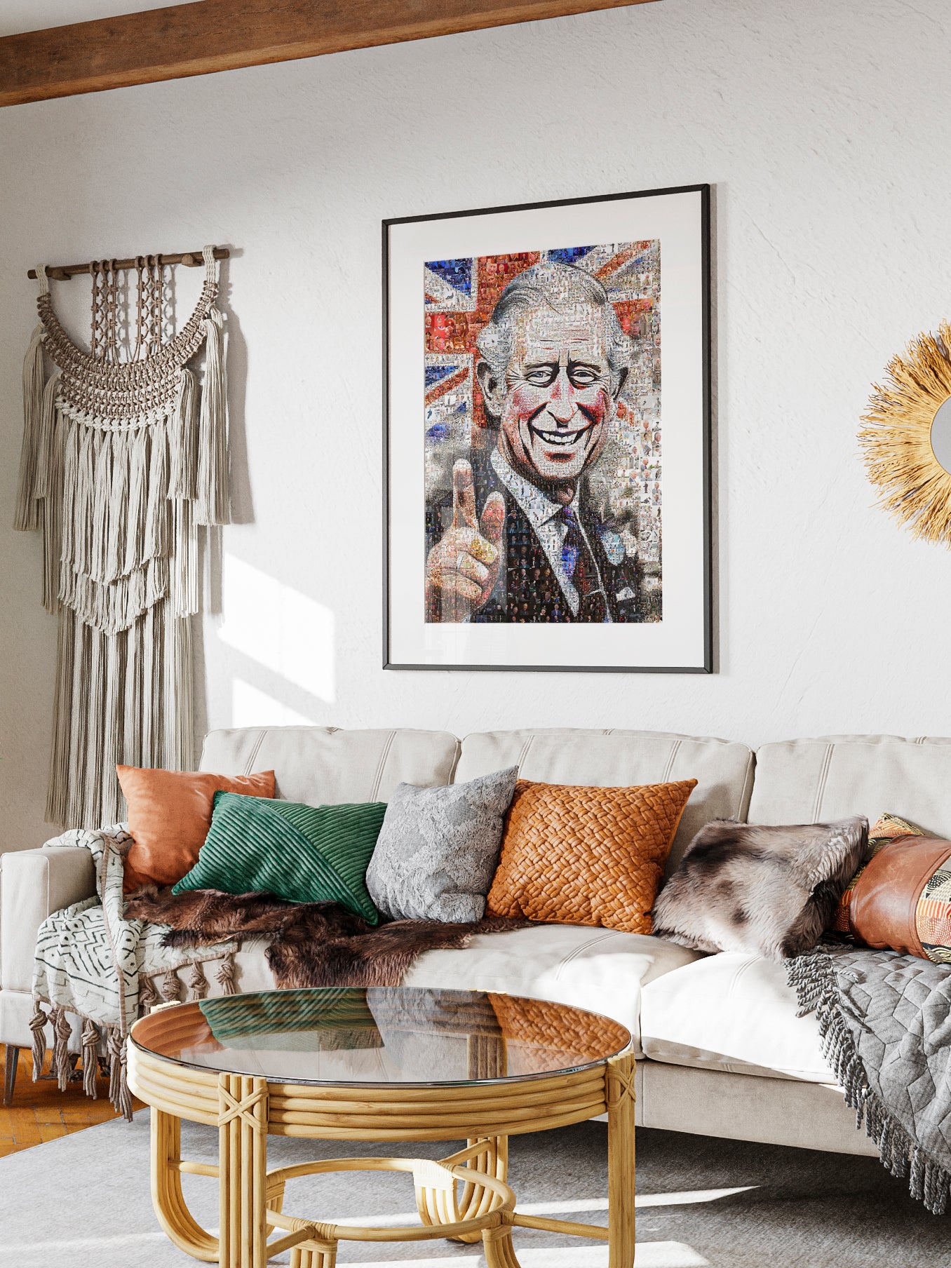 Royal Tribute: Mosaic Artwork of King Charles III - Exquisite British Heritage