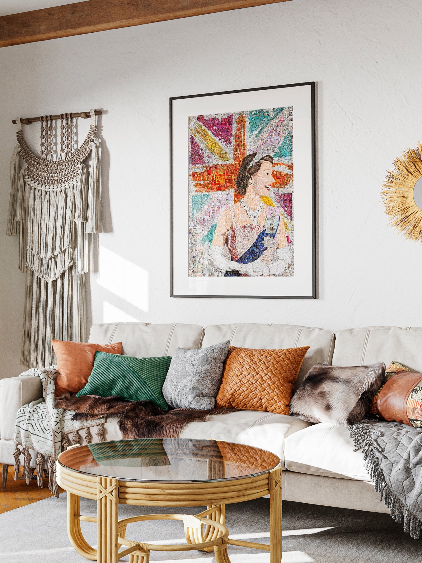 Elegant Mosaic Artwork of Queen Elizabeth II - Tribute to the Iconic Monarch