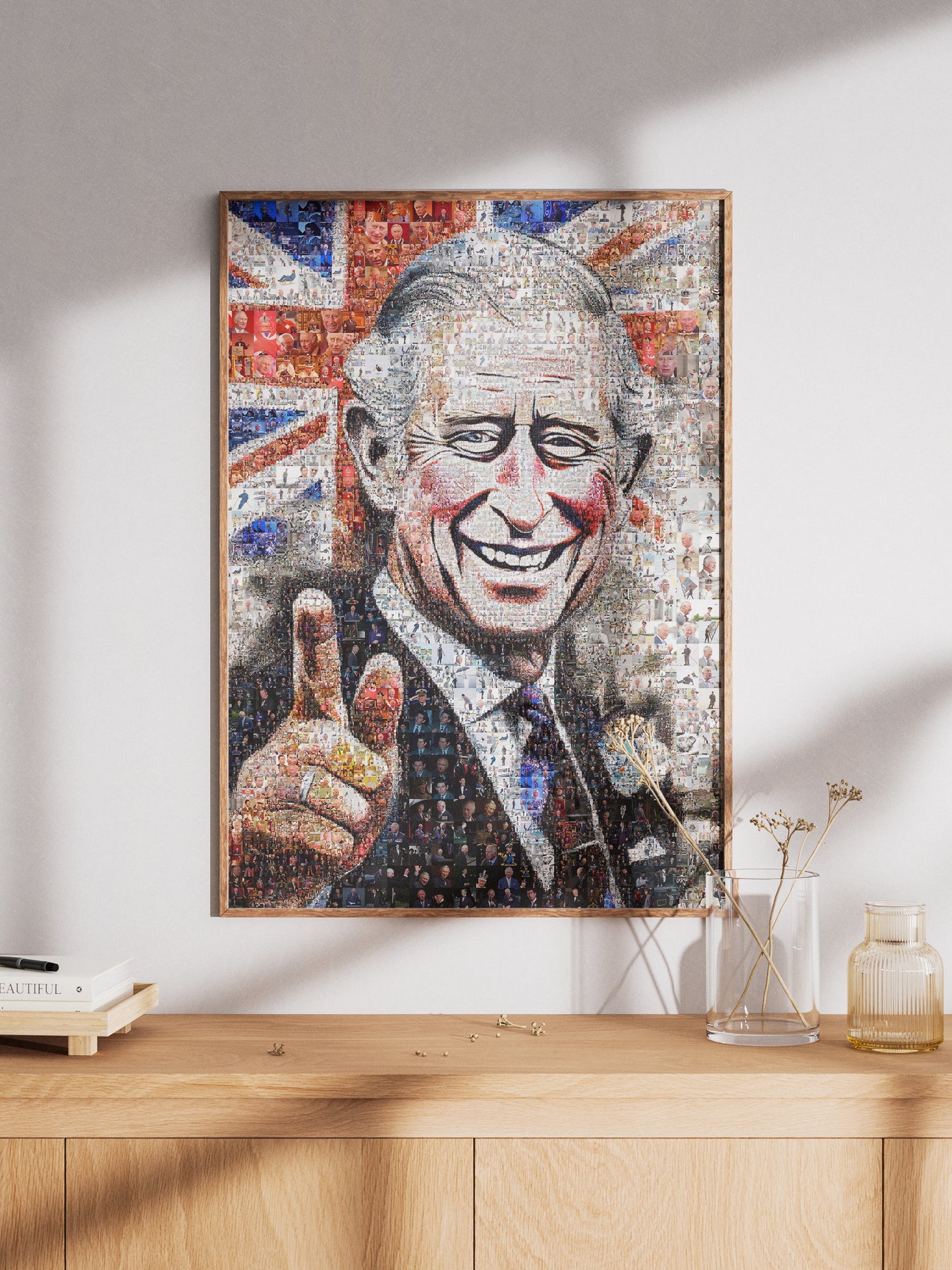Royal Tribute: Mosaic Artwork of King Charles III - Exquisite British Heritage