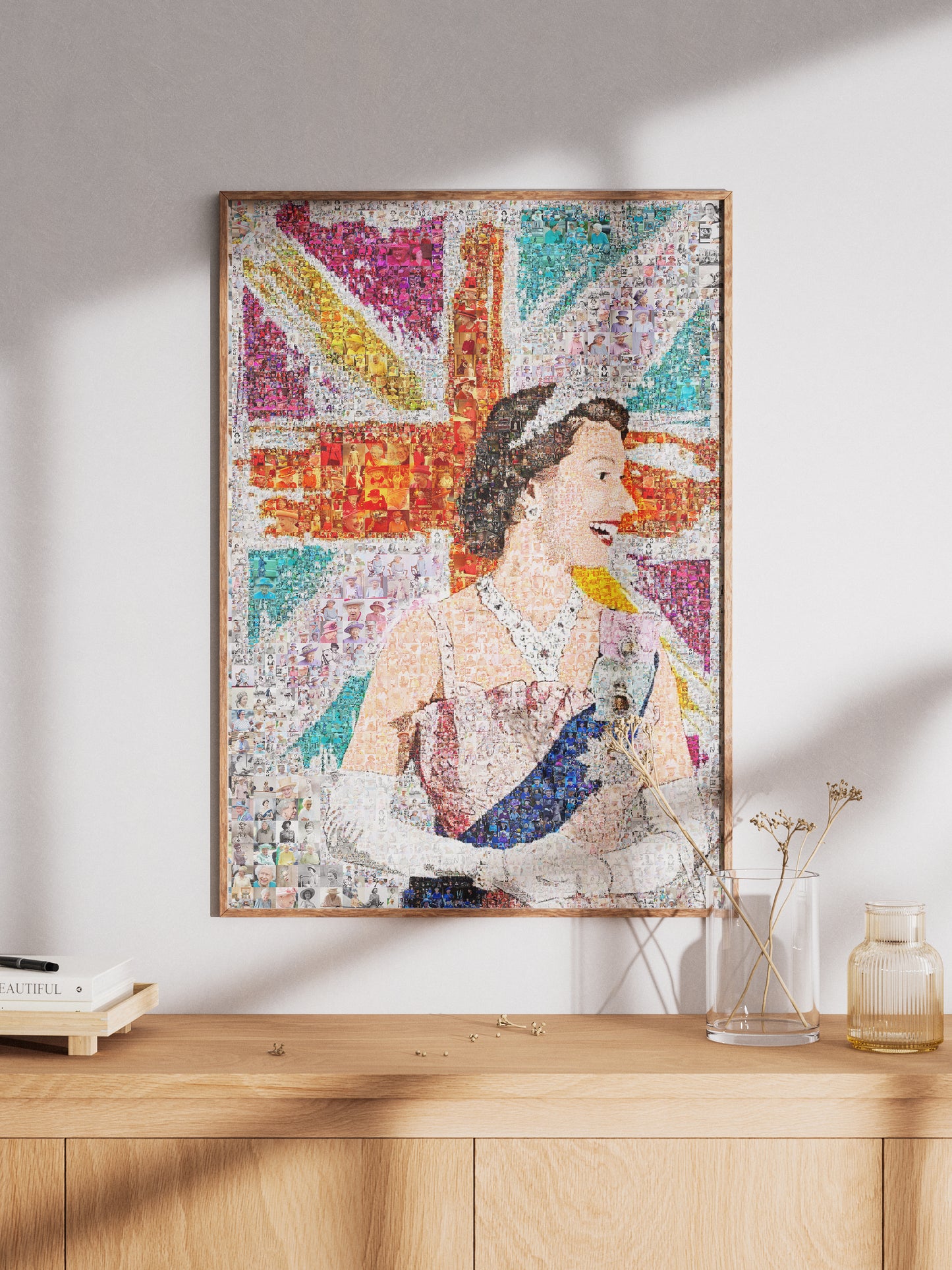 Elegant Mosaic Artwork of Queen Elizabeth II - Tribute to the Iconic Monarch