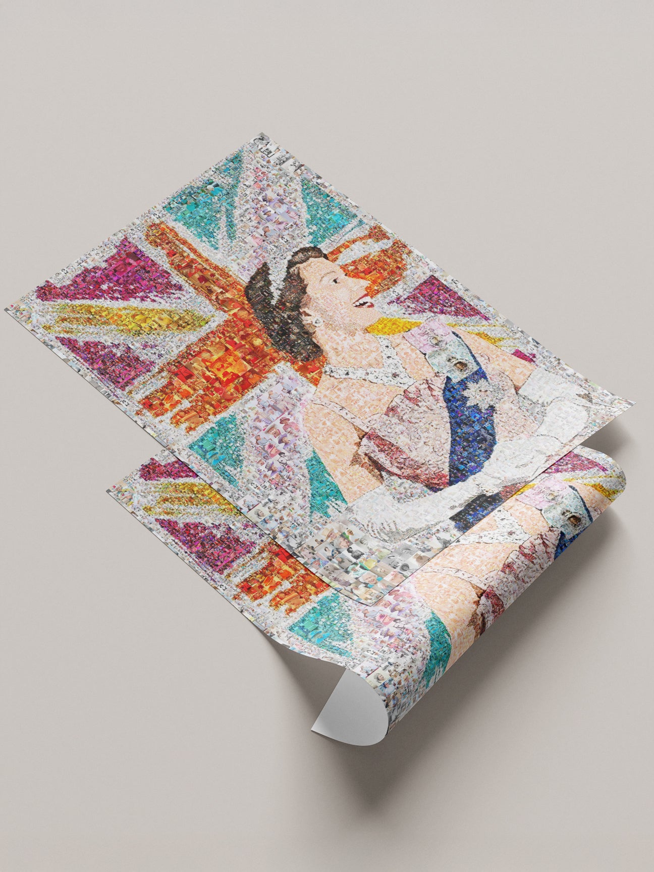 Elegant Mosaic Artwork of Queen Elizabeth II - Tribute to the Iconic Monarch