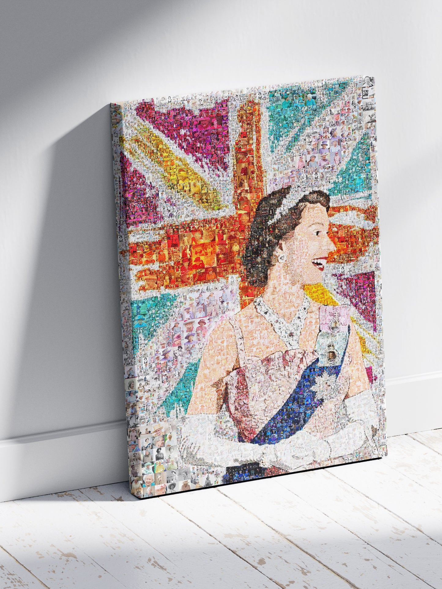 Elegant Mosaic Artwork of Queen Elizabeth II - Tribute to the Iconic Monarch