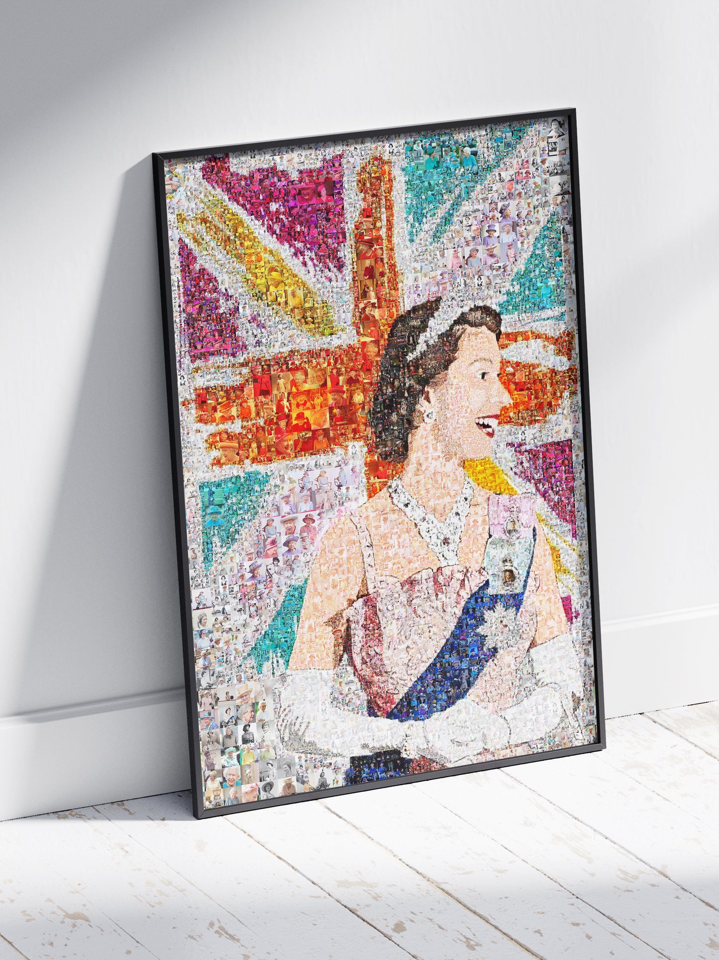 Elegant Mosaic Artwork of Queen Elizabeth II - Tribute to the Iconic Monarch