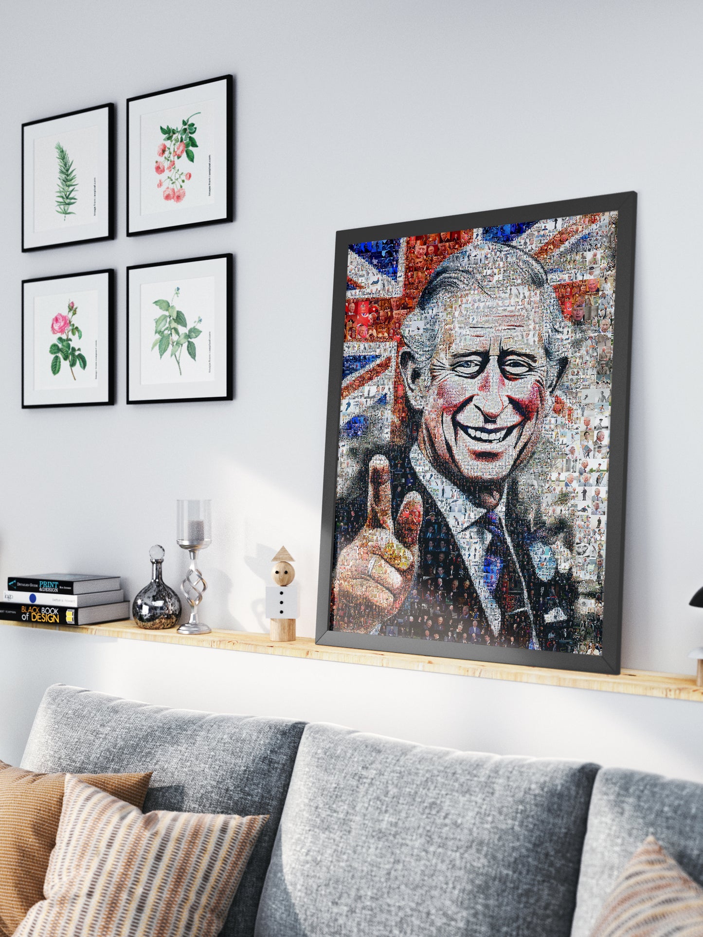 Royal Tribute: Mosaic Artwork of King Charles III - Exquisite British Heritage