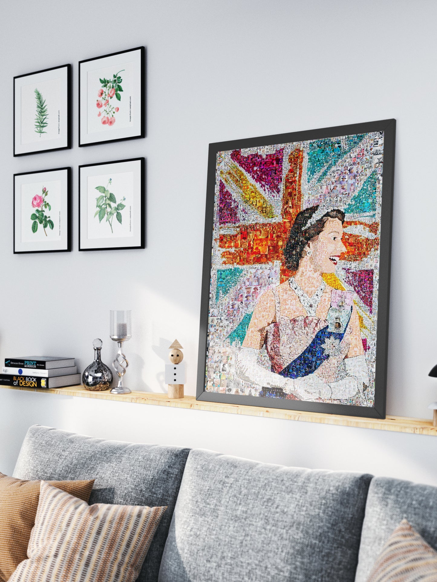 Elegant Mosaic Artwork of Queen Elizabeth II - Tribute to the Iconic Monarch