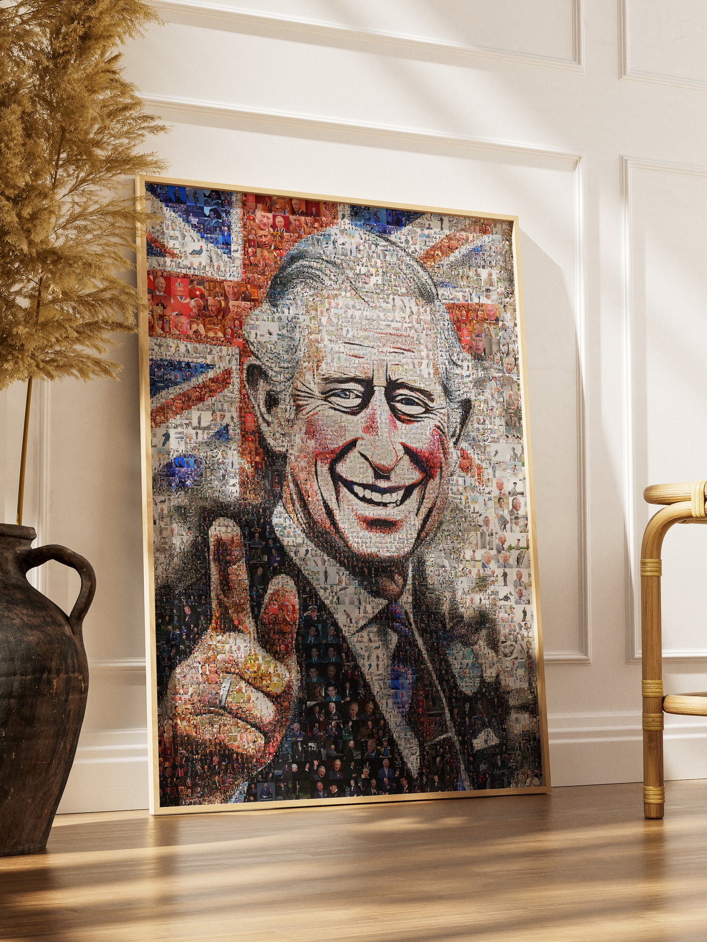 Royal Tribute: Mosaic Artwork of King Charles III - Exquisite British Heritage