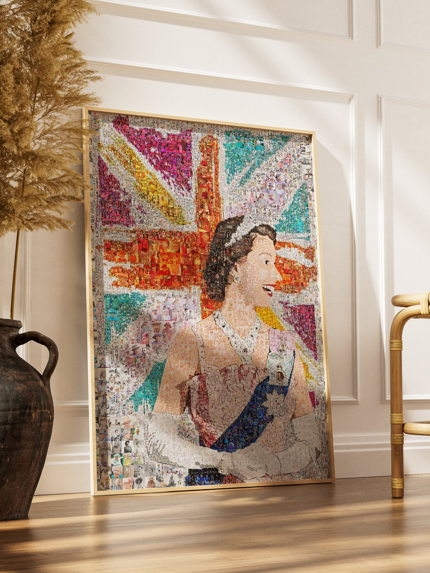 Elegant Mosaic Artwork of Queen Elizabeth II - Tribute to the Iconic Monarch