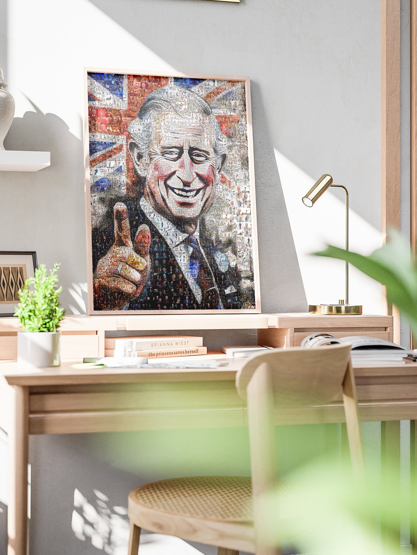 Royal Tribute: Mosaic Artwork of King Charles III - Exquisite British Heritage