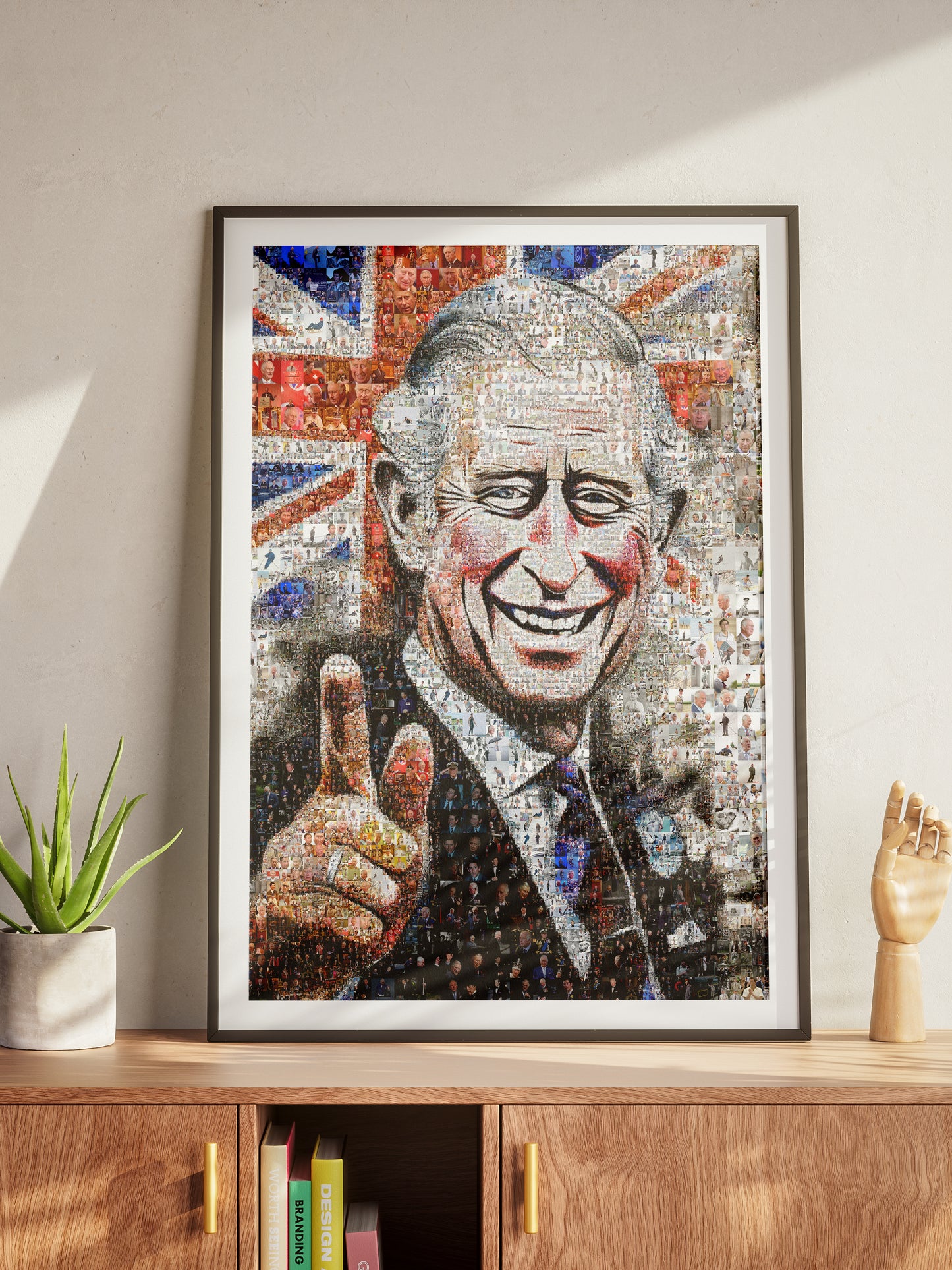 Royal Tribute: Mosaic Artwork of King Charles III - Exquisite British Heritage