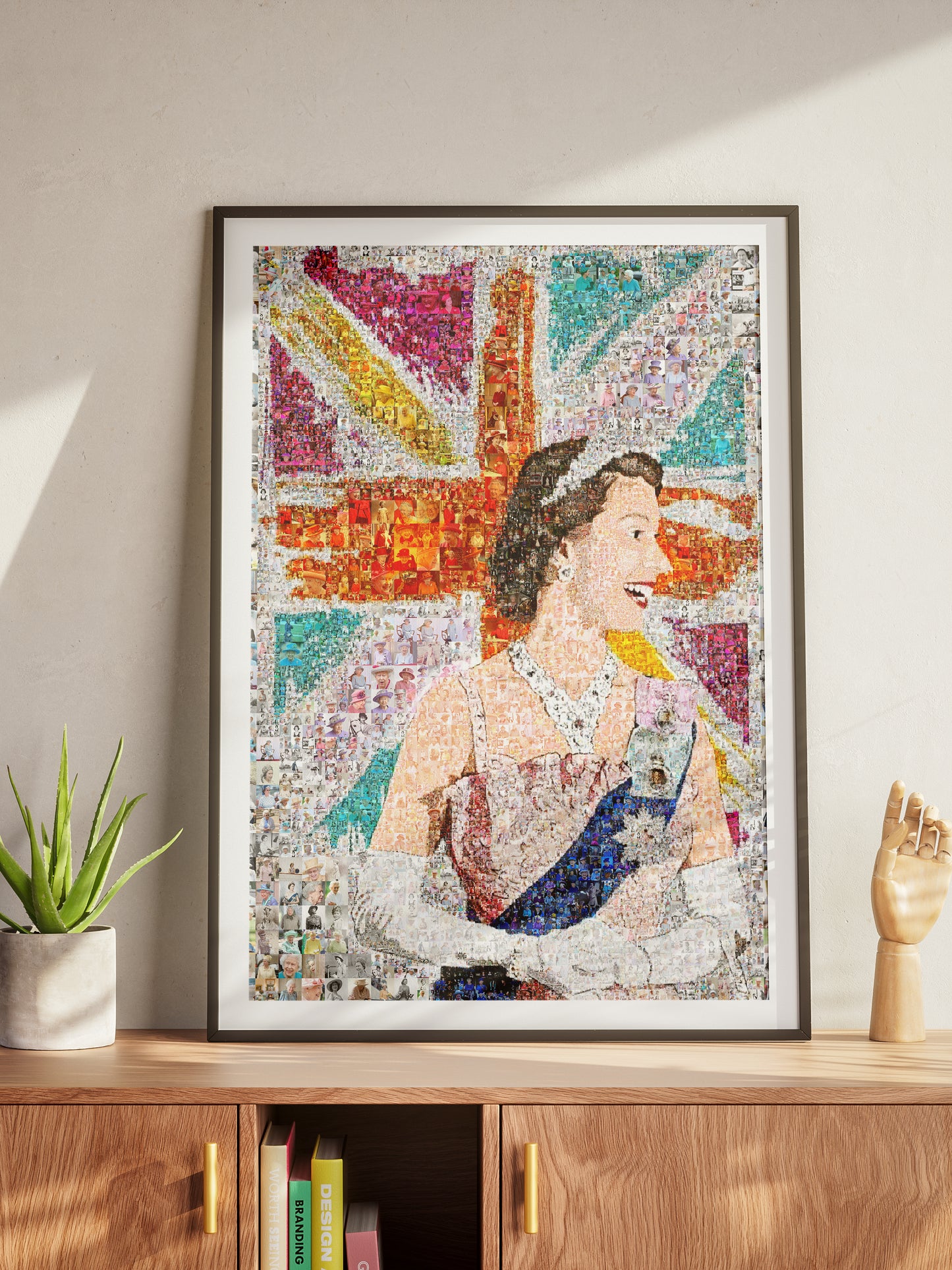 Elegant Mosaic Artwork of Queen Elizabeth II - Tribute to the Iconic Monarch